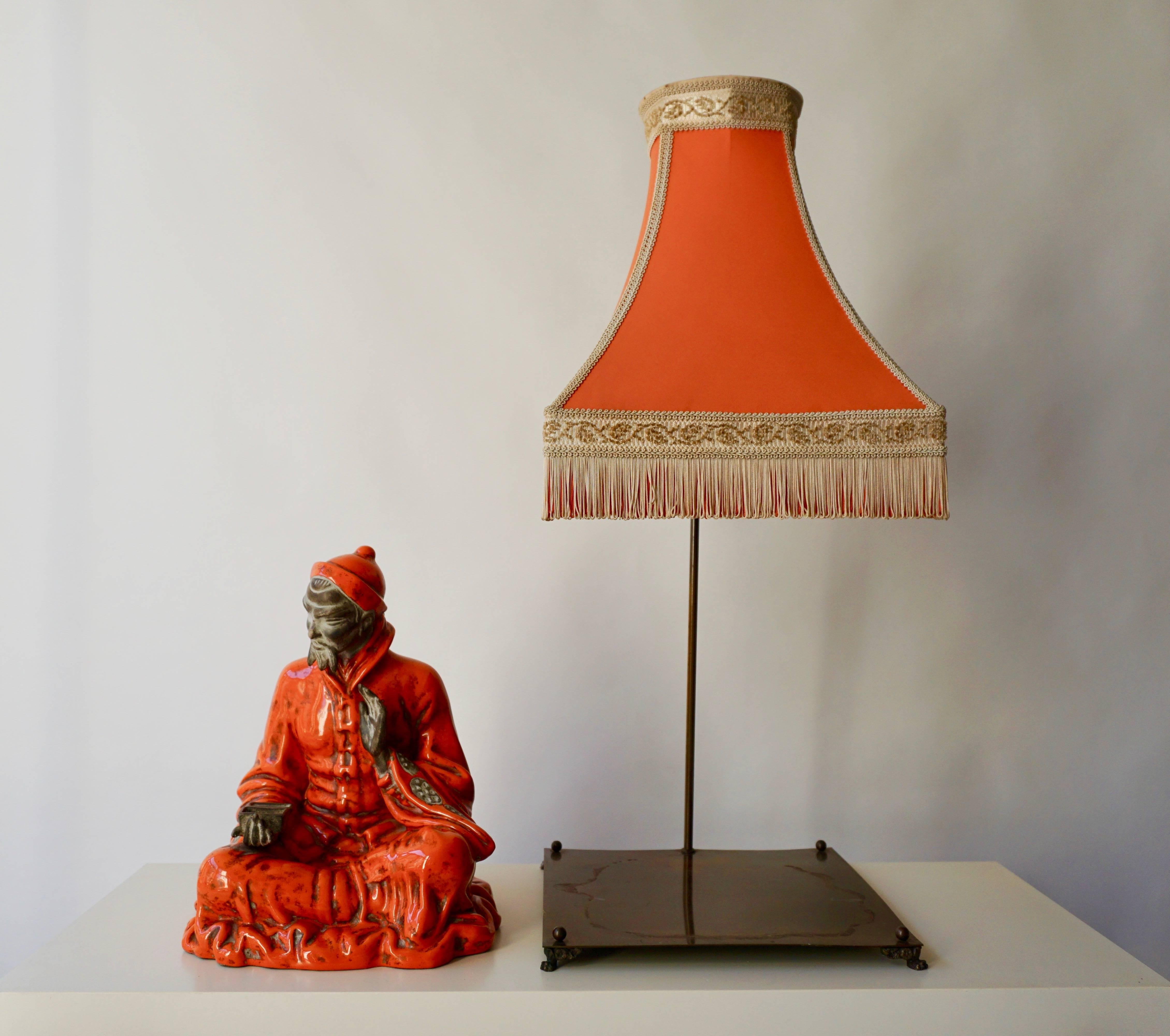 Metal Asian Philosopher Table Lamp For Sale