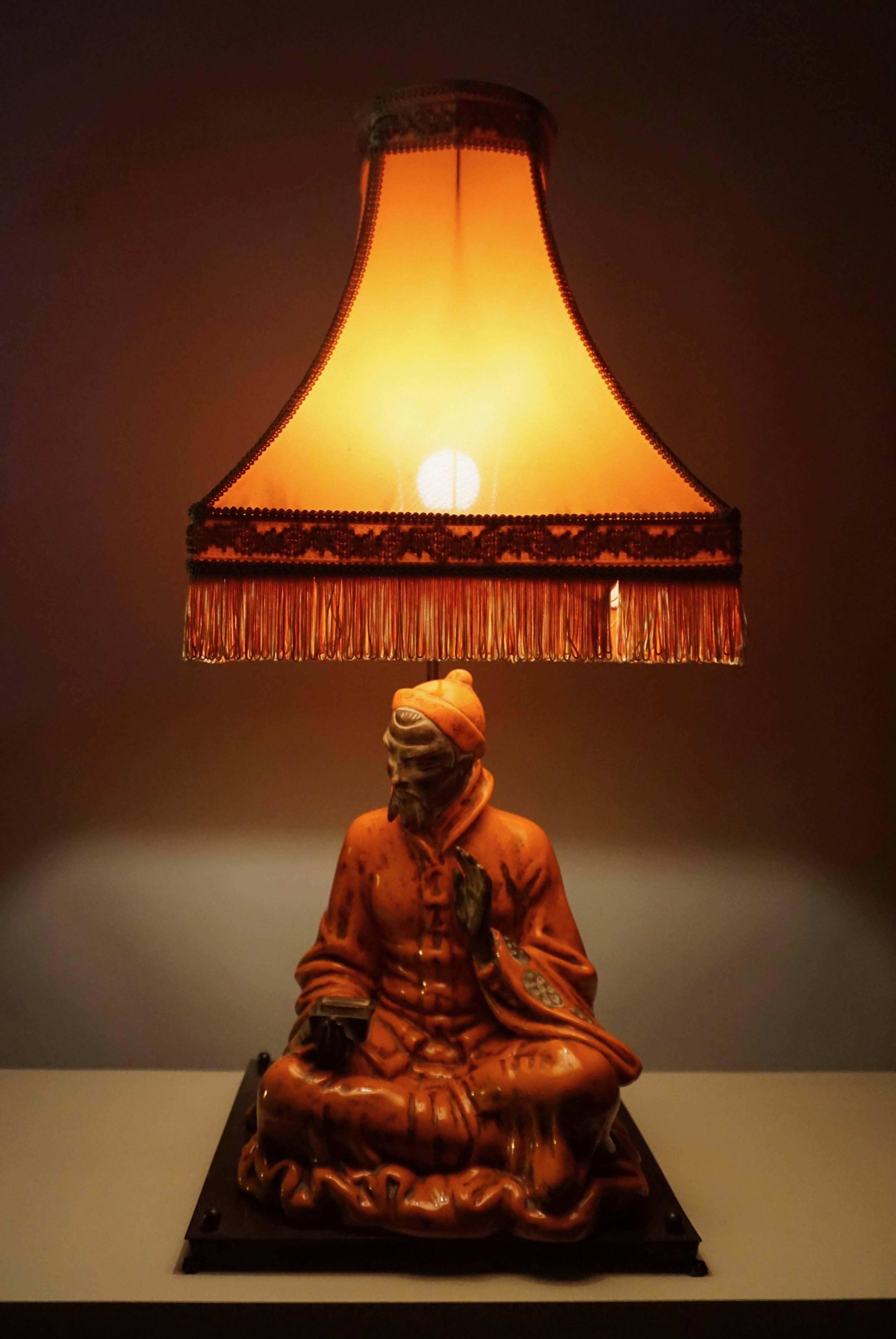 Asian Philosopher Table Lamp For Sale 7