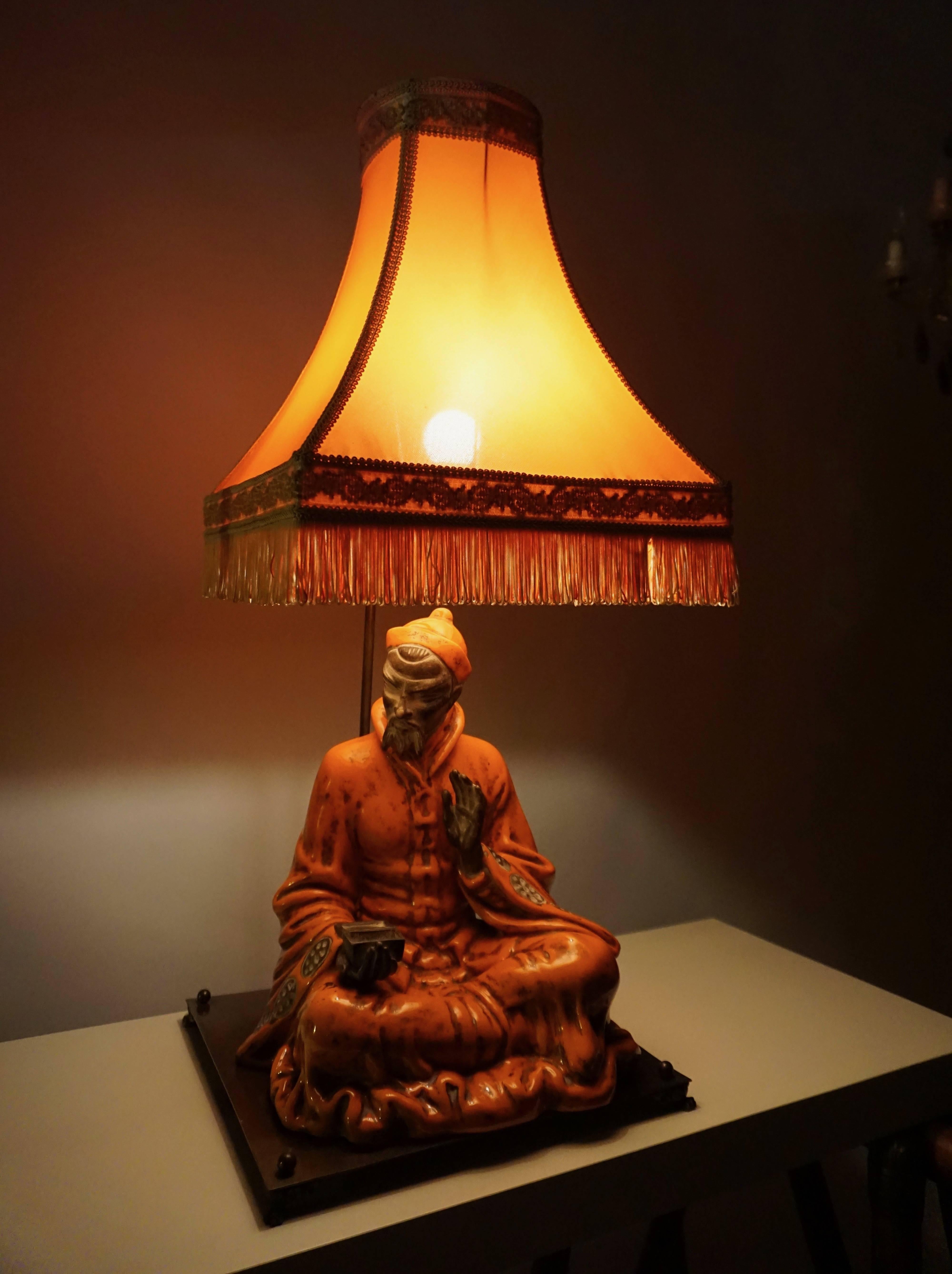 Asian Philosopher Table Lamp For Sale 8