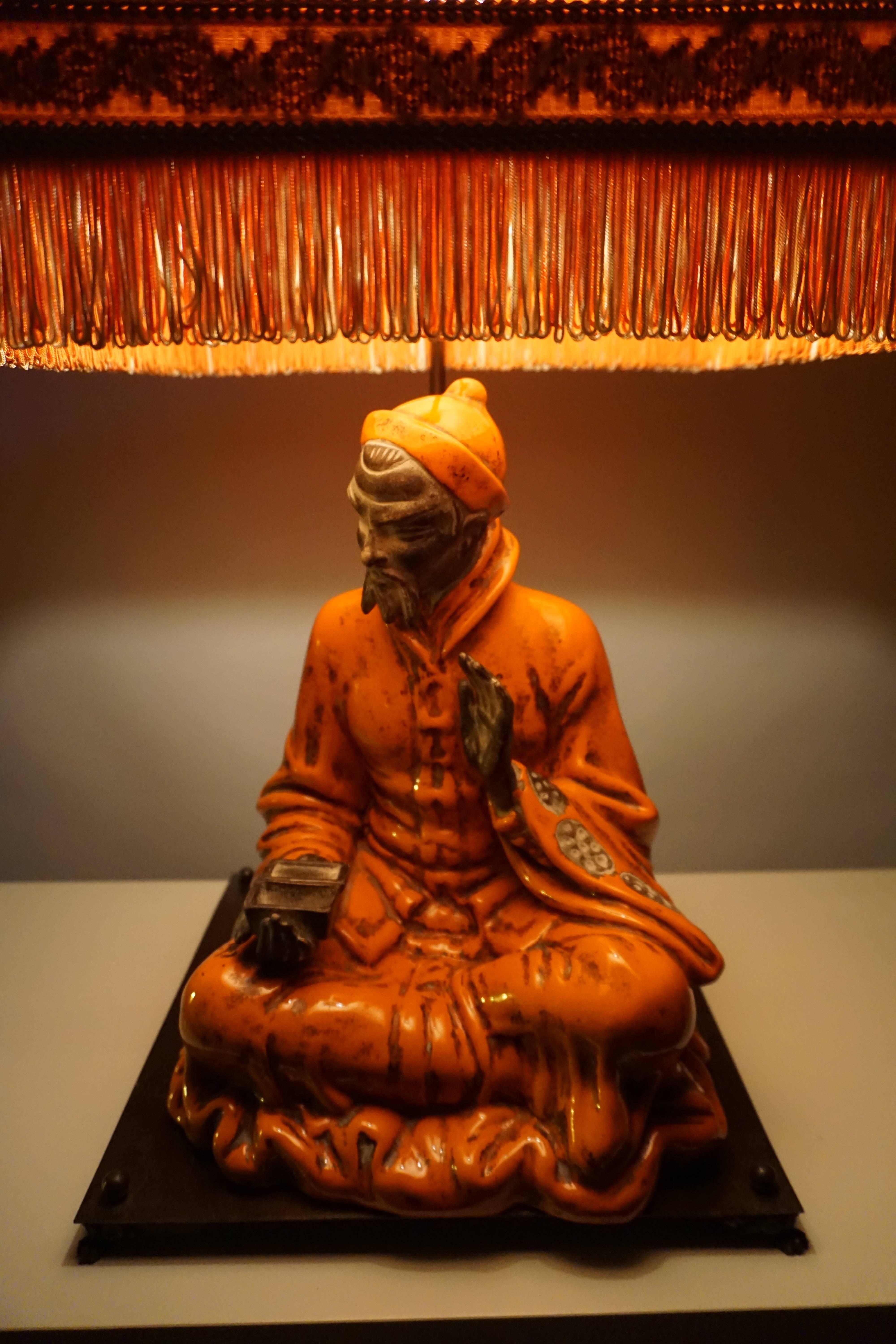 Asian Philosopher Table Lamp For Sale 9