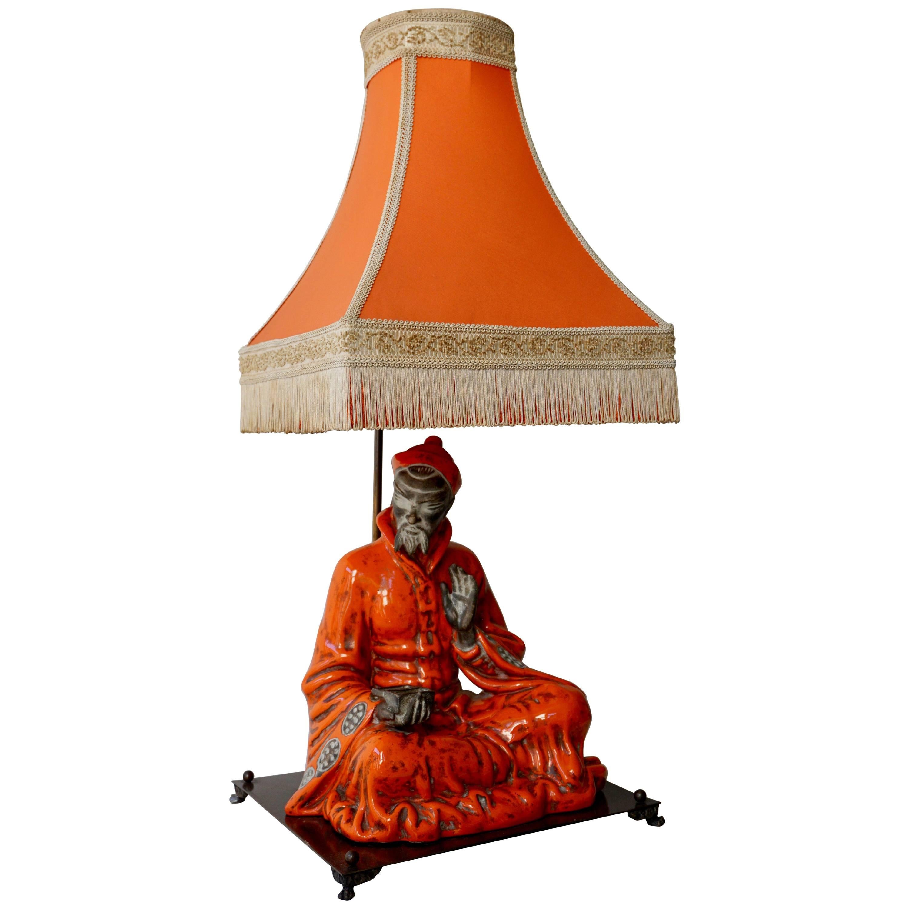 Asian Philosopher Table Lamp For Sale