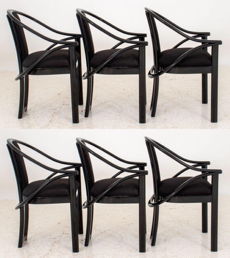 Unknown Asian Postmodern Lacquer Double Horseshoe Chairs 6