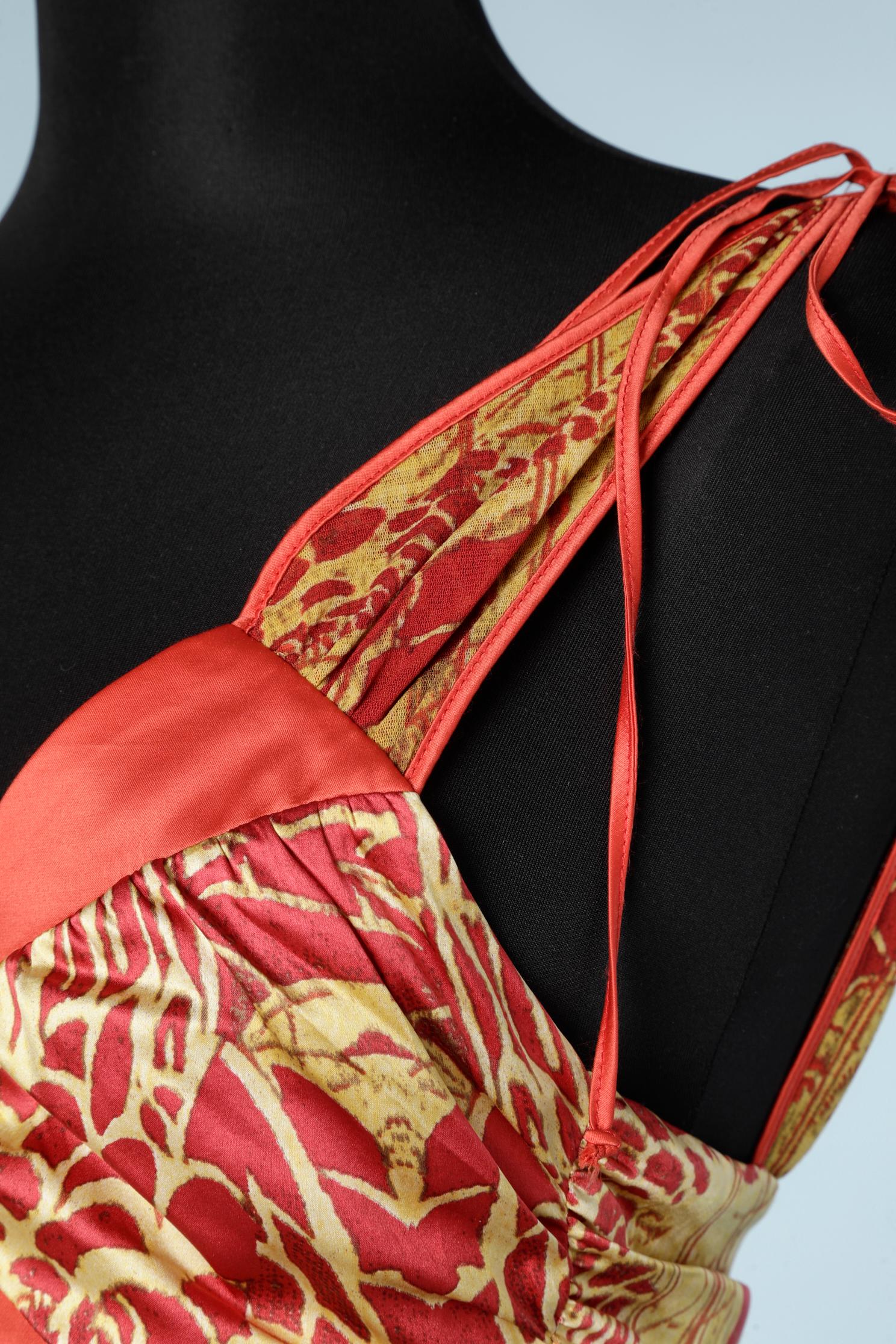 Beige Asian printed silk dress Just Cavalli By Roberto Cavalli  For Sale