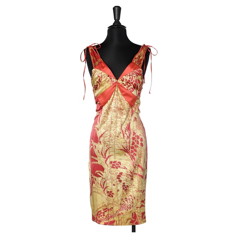 Asian printed silk dress Just Cavalli By Roberto Cavalli For Sale at 1stDibs