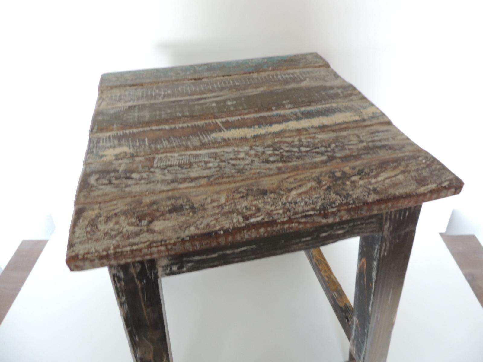 Bohemian Asian Reclaimed Wood Square Stand