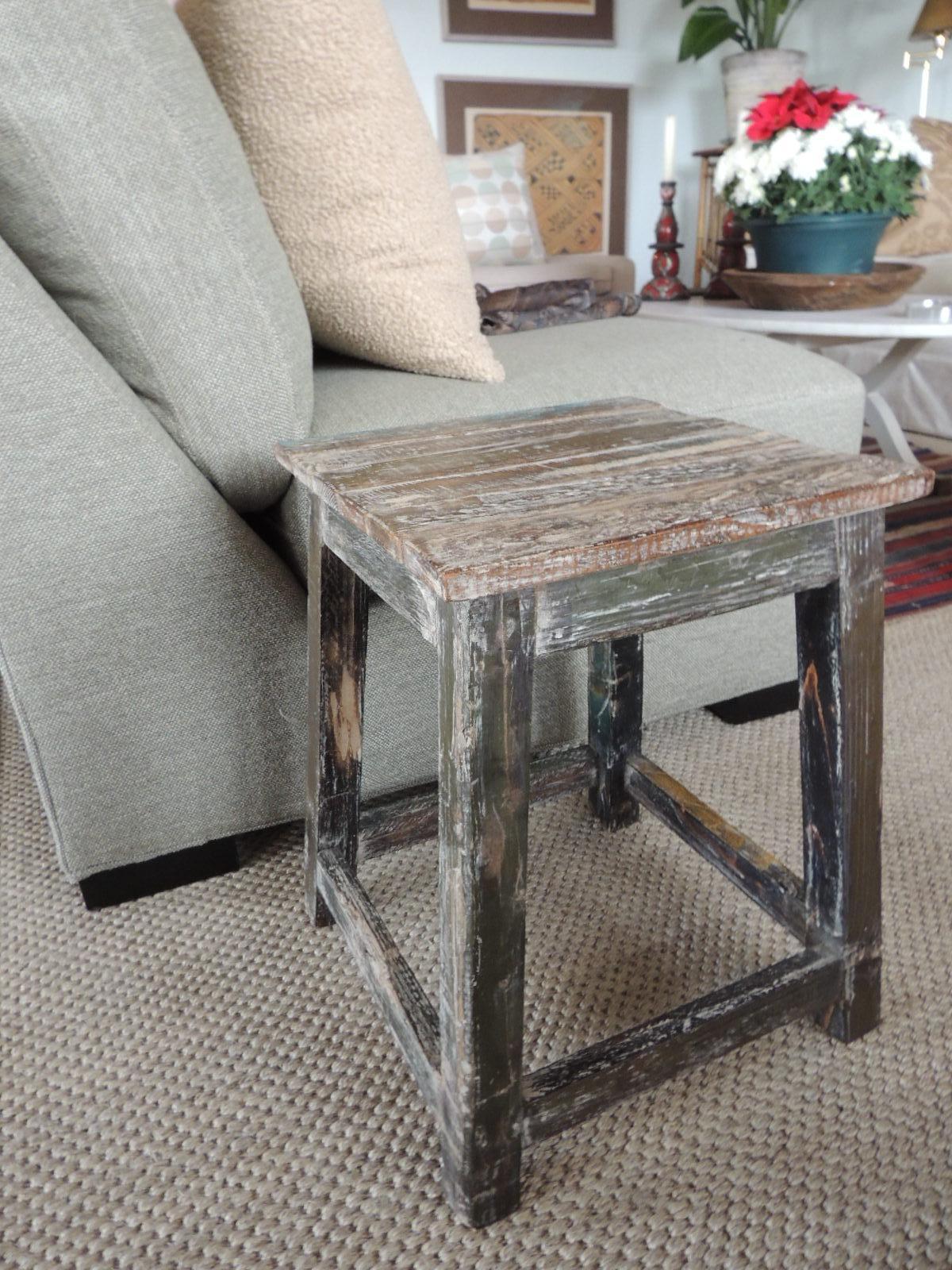 Hand-Crafted Asian Reclaimed Wood Square Stand
