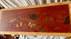 Asian Red Brown Sideboard/Cabinet Carved Wood Applied Hardstone Figural