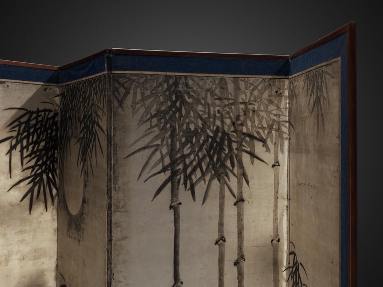 Room Divider with Japanese Hand Painted Landscape and 'Shodo