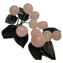 Cuarzo rosa asiático Racimos de cerezas Hojas de jade Fruta de piedra dura Pareja