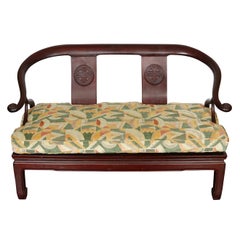 Asian Rosewood Armchair and Settee with Clarence House Fabric