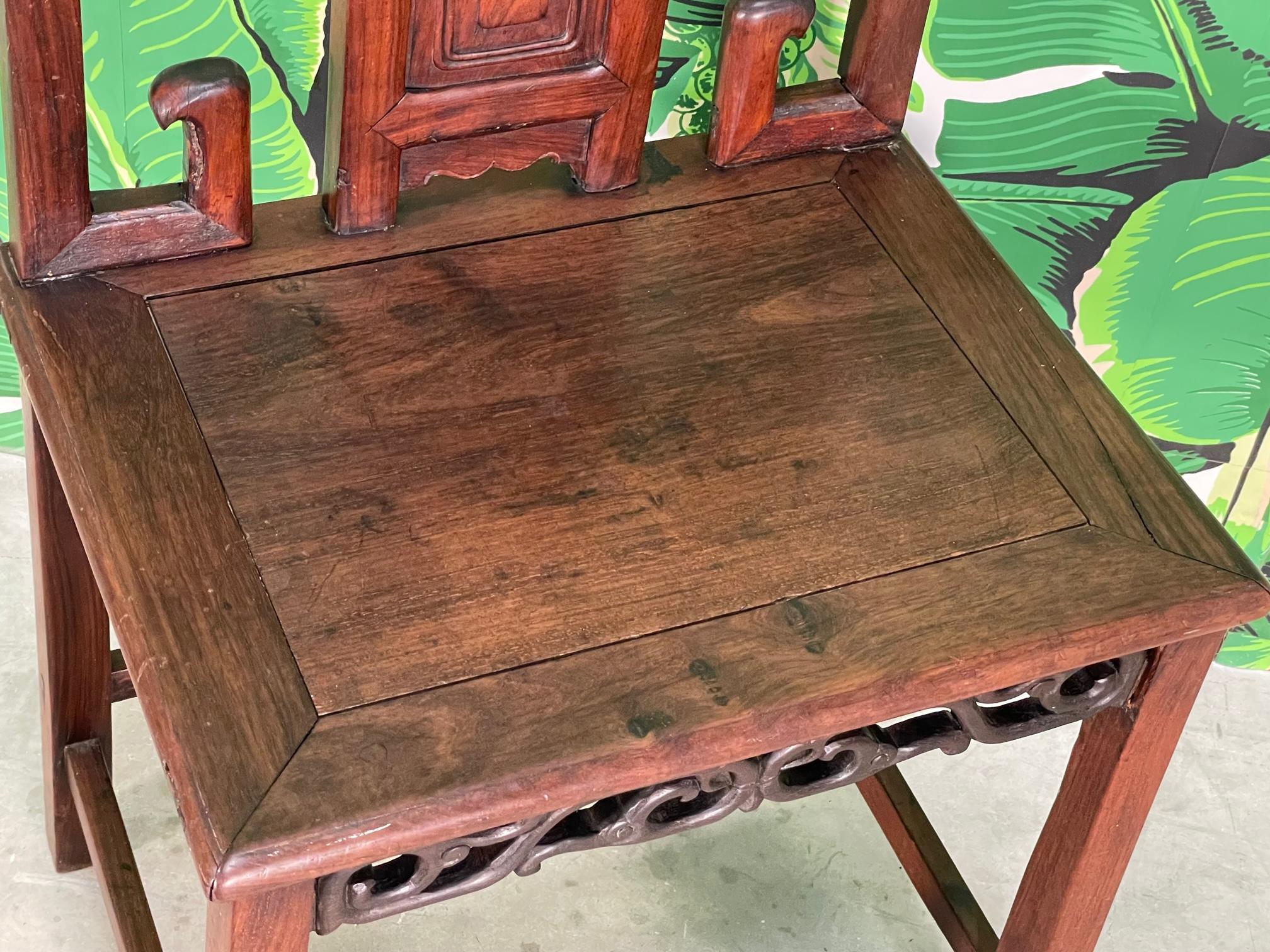 Asian Rosewood Hand Carved Scribes Chair 19th Century For Sale 7