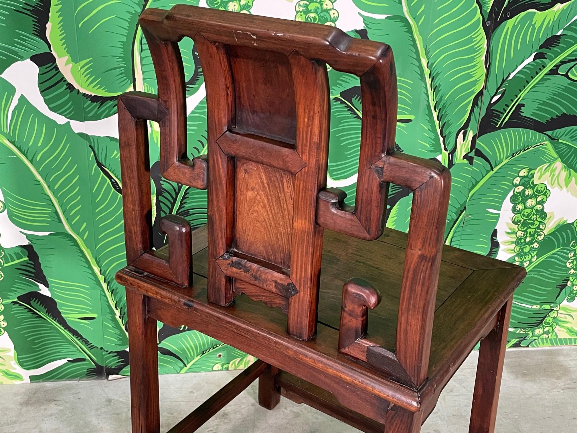 Asian Rosewood Hand Carved Scribes Chair 19th Century For Sale 4