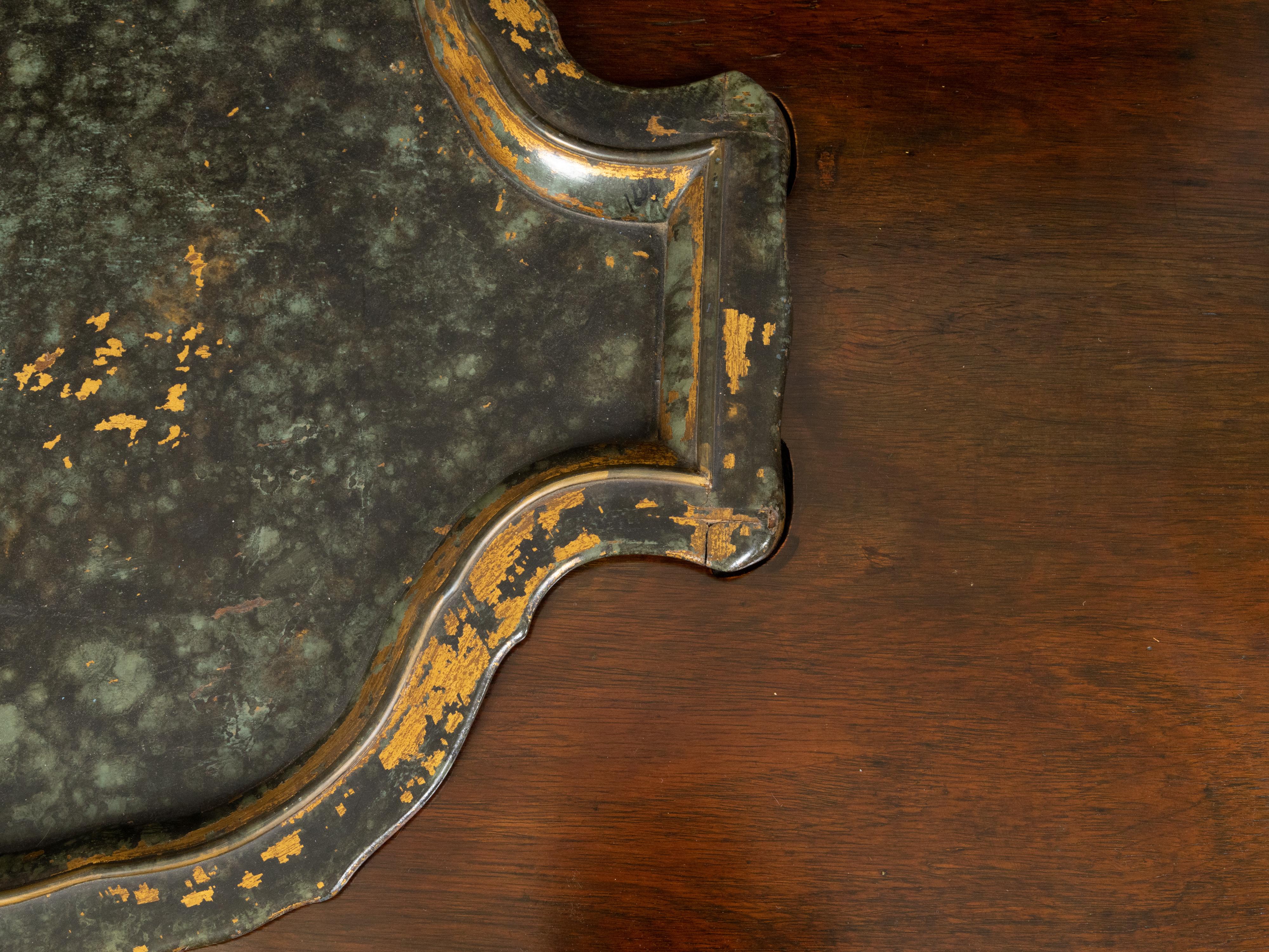 Asian Rosewood Waterfall Coffee Table with Removable Tray and Pierced Sides In Good Condition For Sale In Atlanta, GA