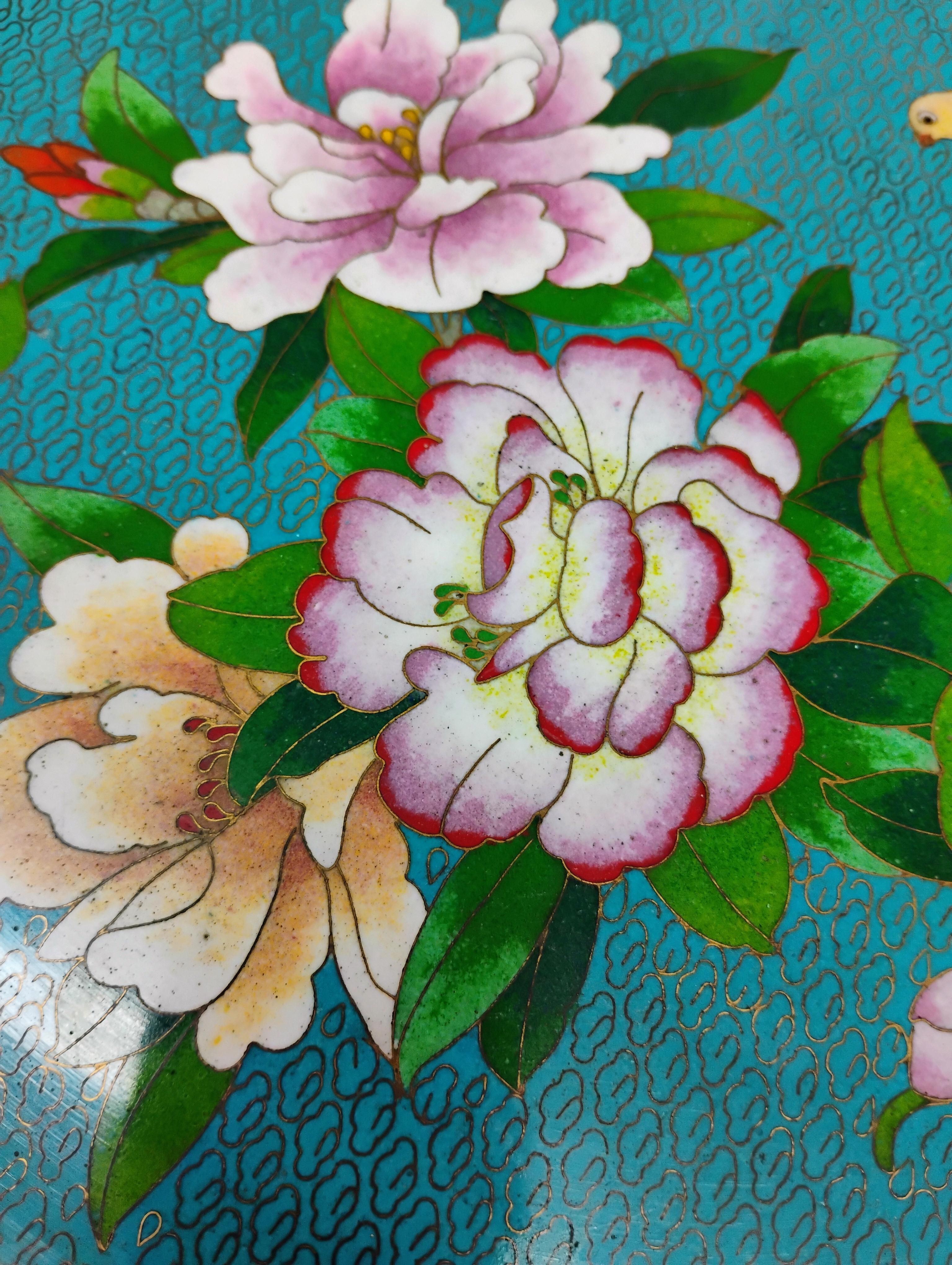 Asiatischer Palisander mit Cloisonné-Platte Sockeltisch (Chinesisch) im Angebot