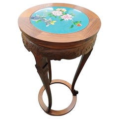 Asian Rosewood with Cloisonne Top Pedestal Table