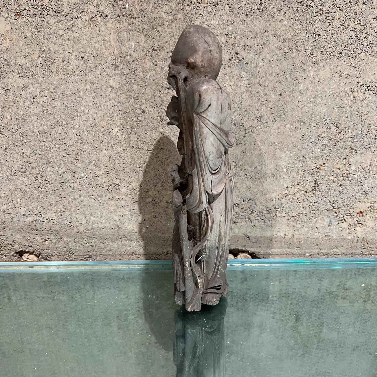 Legno Scultura asiatica in legno intagliato a mano Stella della Longevità Shòu Xīng in vendita
