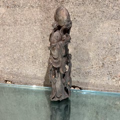 Shòu Xīng asiatique Sculpture en bois sculptée à la main Étoile de longévité