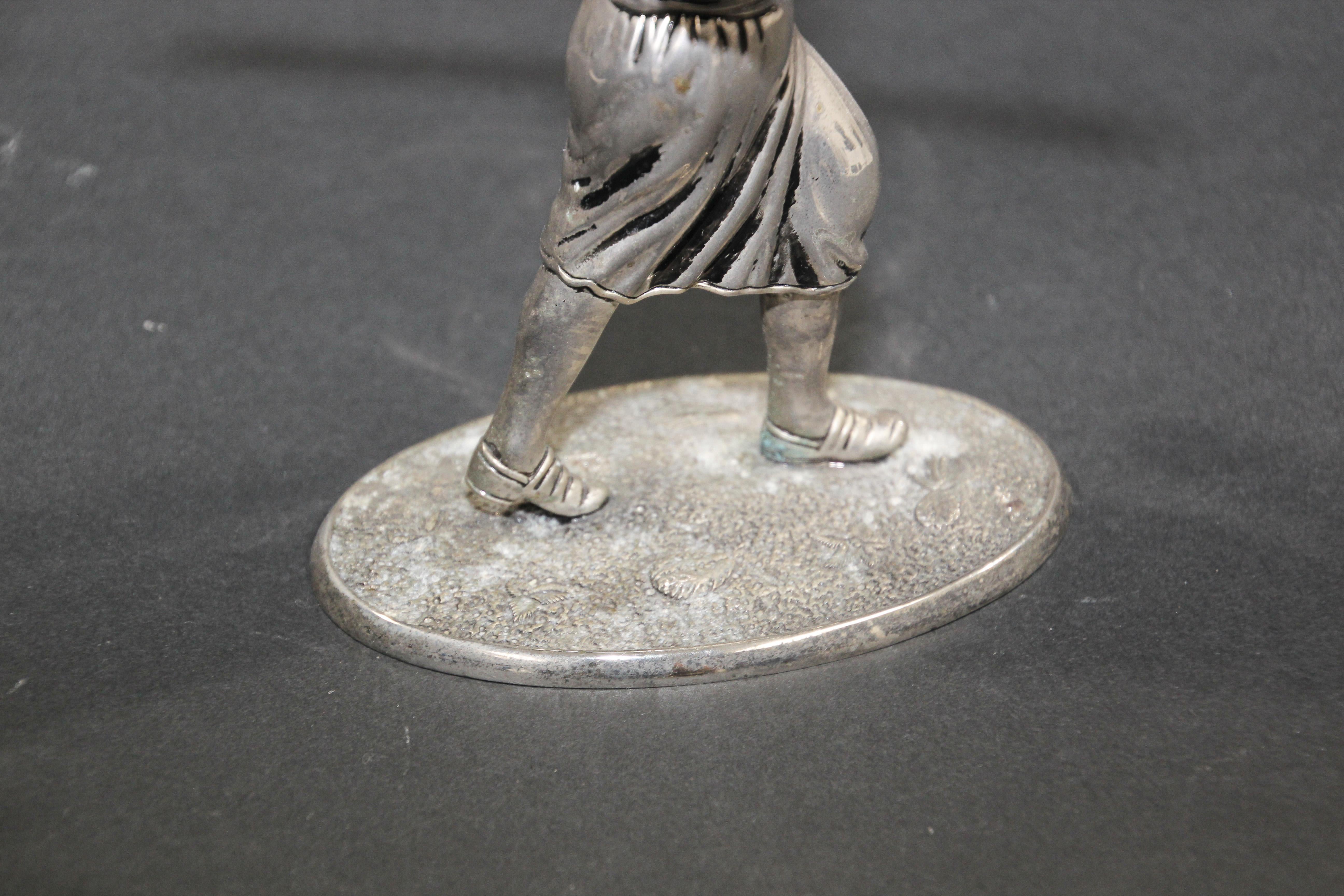 Anglo Raj Asian Silver Sculpture of an Old Indian farmer Wearing Traditional Clothes For Sale