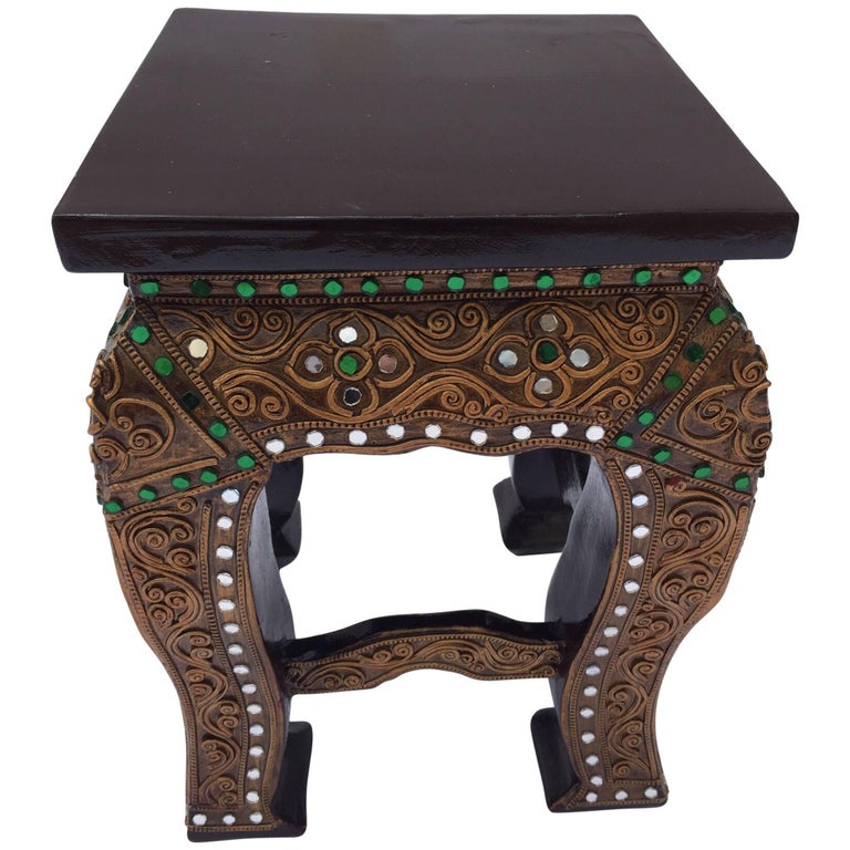 Asian Small Low Wooden Temple Gilded Table Stand For Sale at 1stDibs table for temple, temple