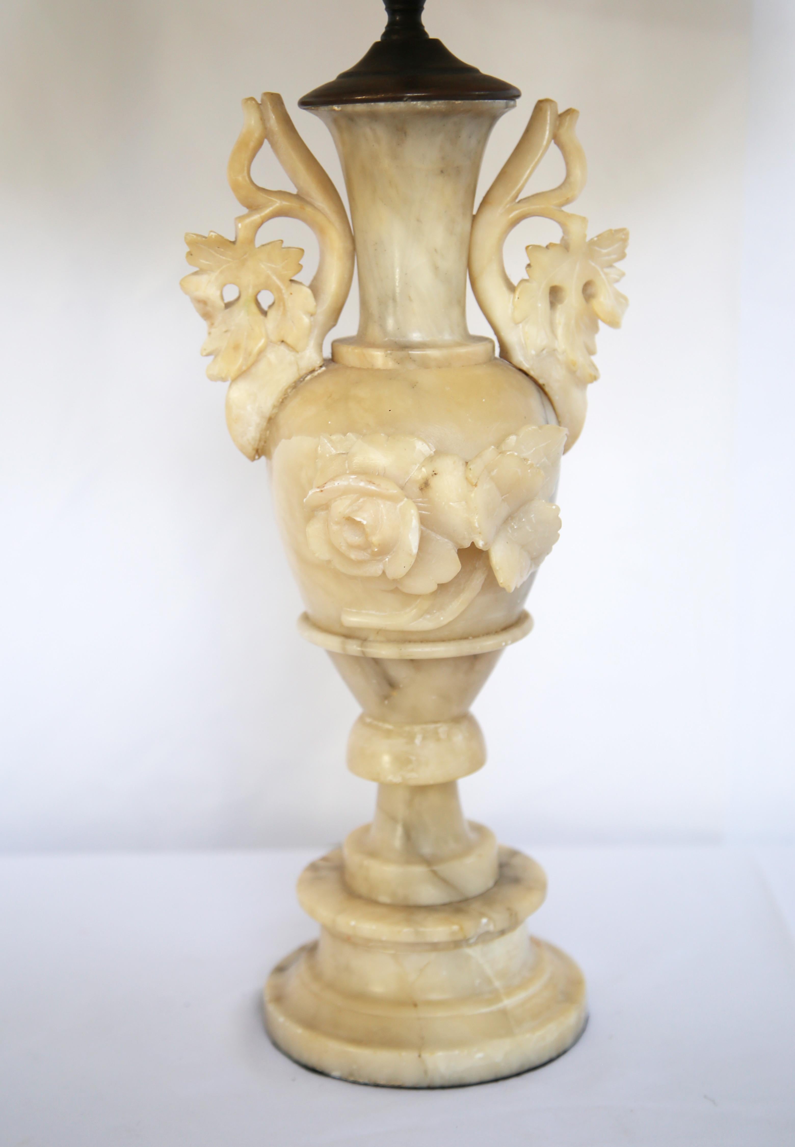 Hand-Carved Asian Soapstone Handcarved Lamp For Sale