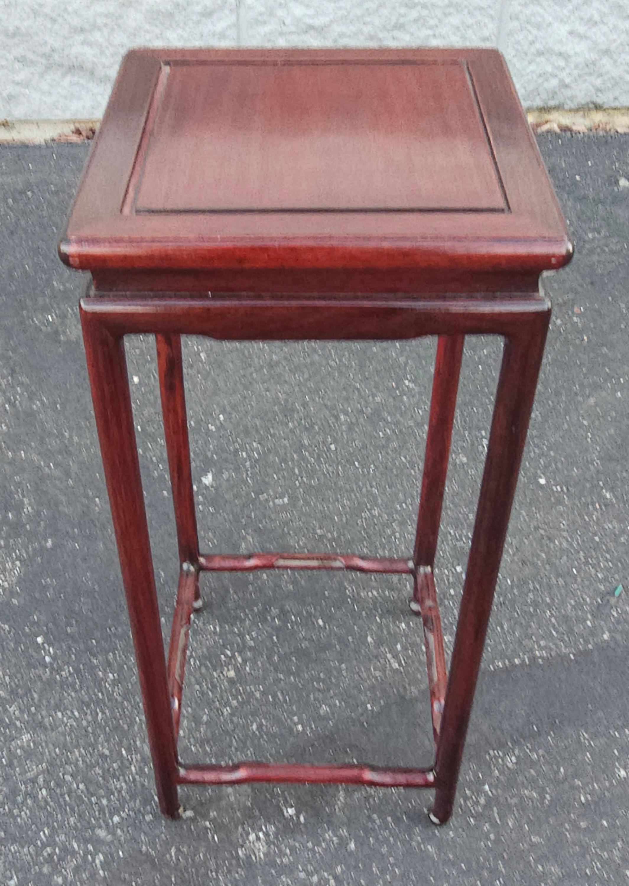 Parquetry Asian Solid Rosewood Ming Plant Stand, Display Pedestal or Candle Stand For Sale