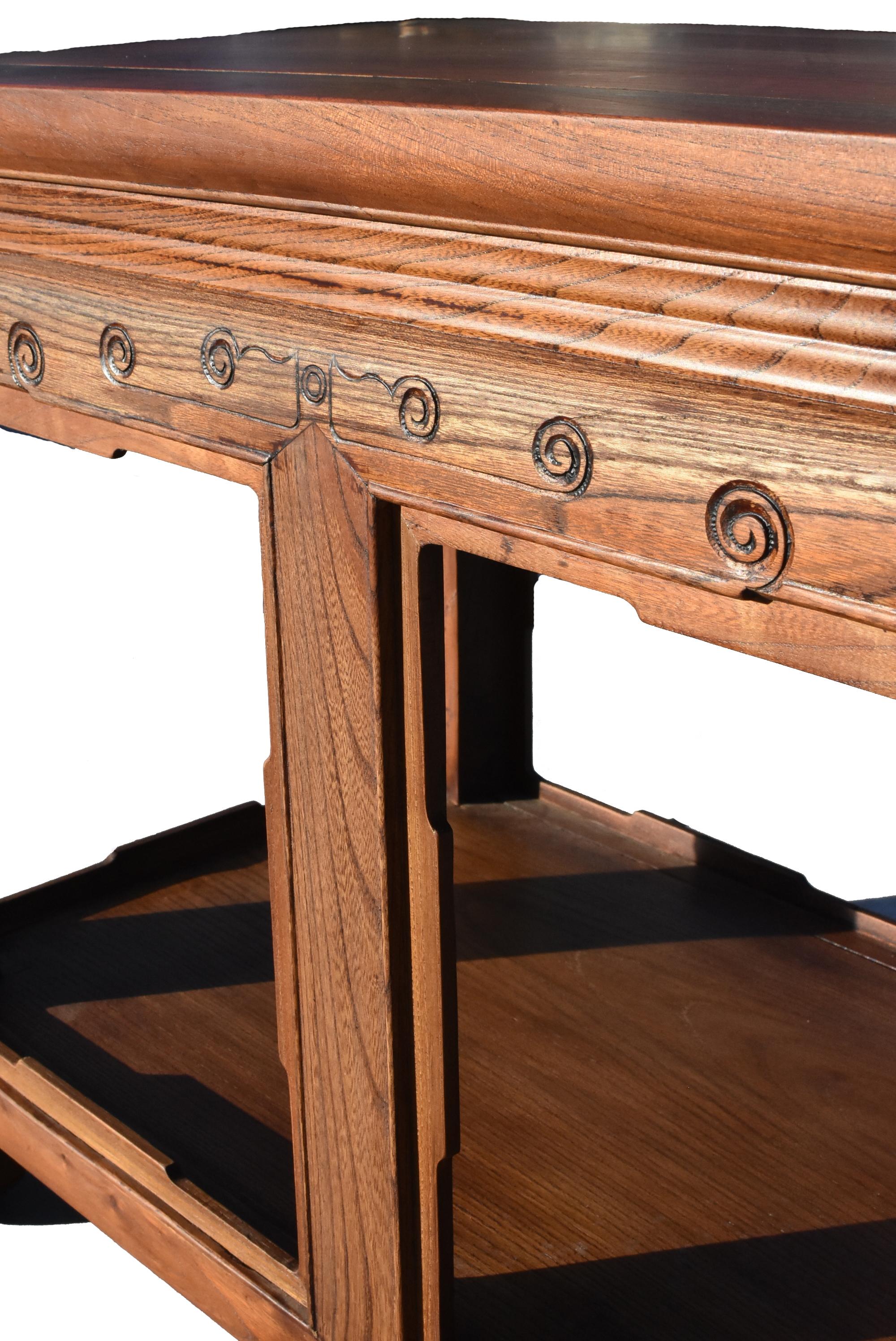 Banc de table asiatique en bois massif de style Ming en vente 8
