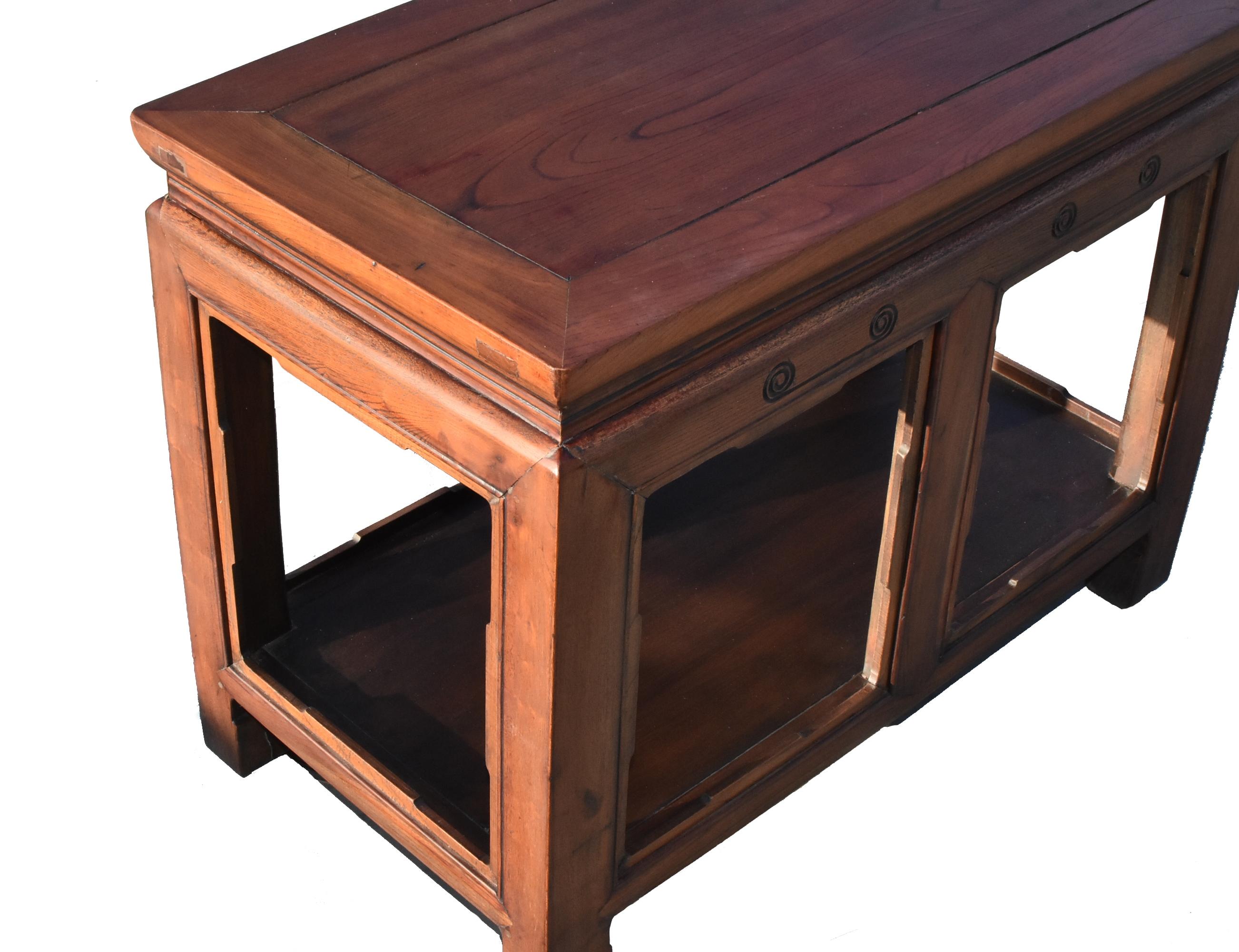 Banc de table asiatique en bois massif de style Ming en vente 12