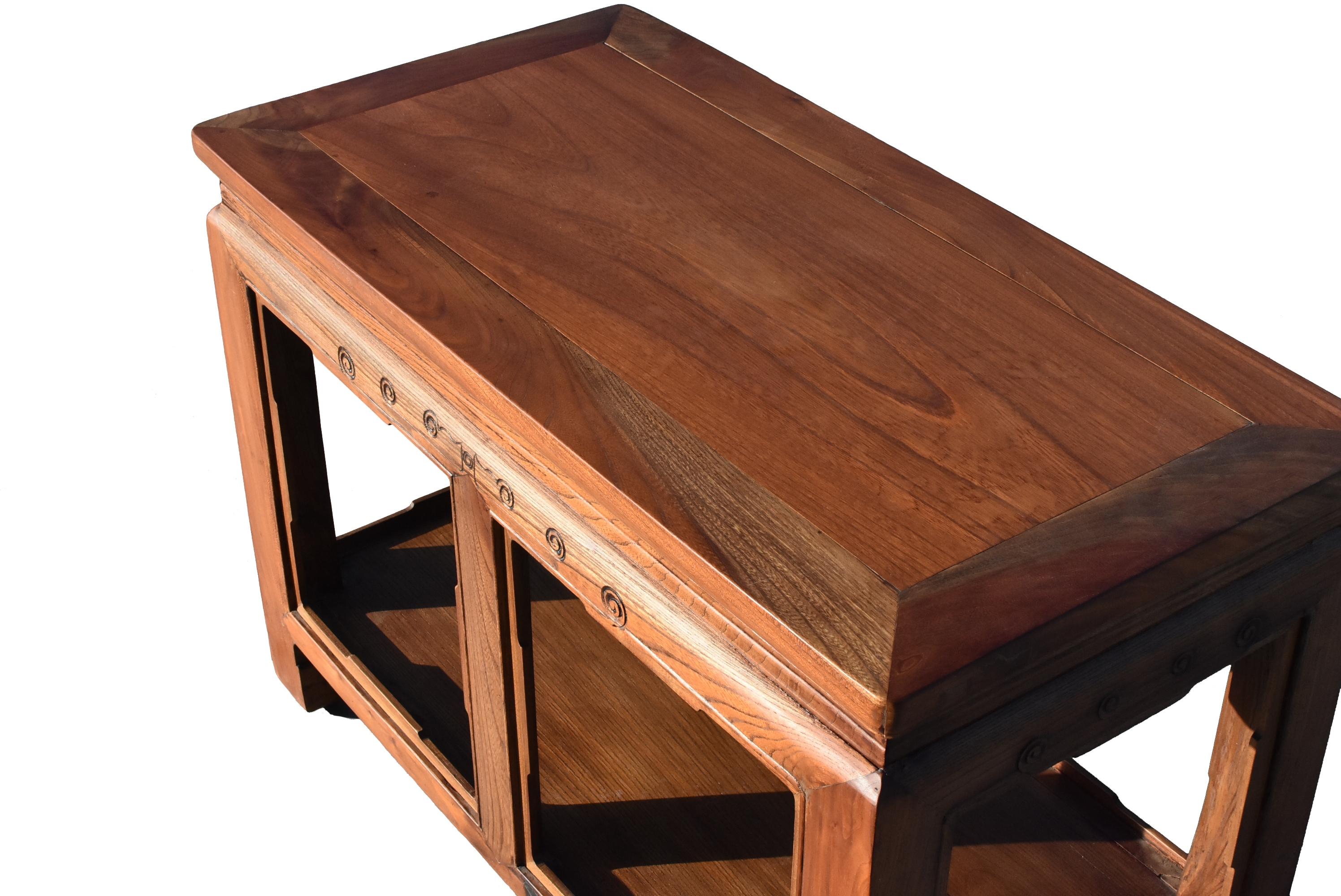 Banc de table asiatique en bois massif de style Ming Neuf - En vente à Somis, CA