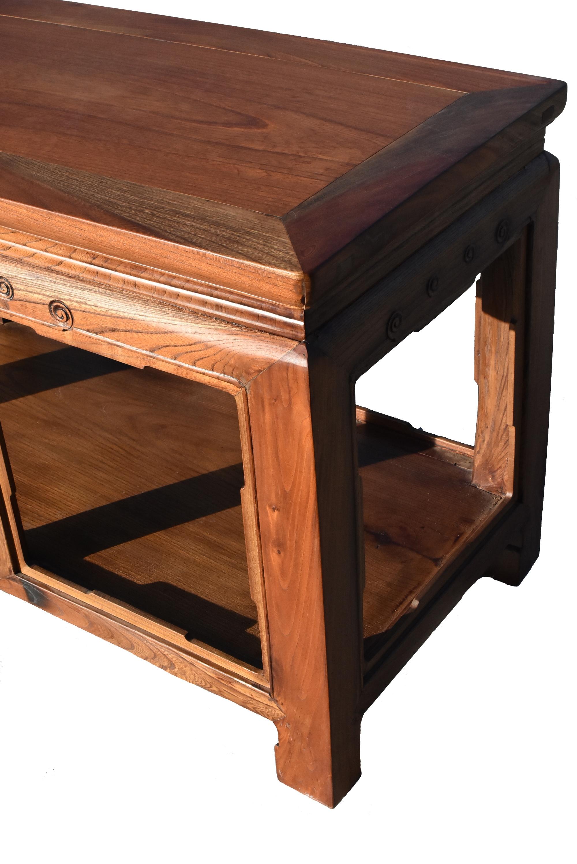 XXIe siècle et contemporain Banc de table asiatique en bois massif de style Ming en vente