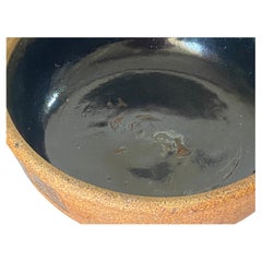 Asiatische Steingutschale oder Vide Poche, braune Farbe, Koreanisch, um 1950