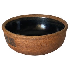 Asian Stoneware Dish or Vide Poche, Brown Color, Korean, circa 1950