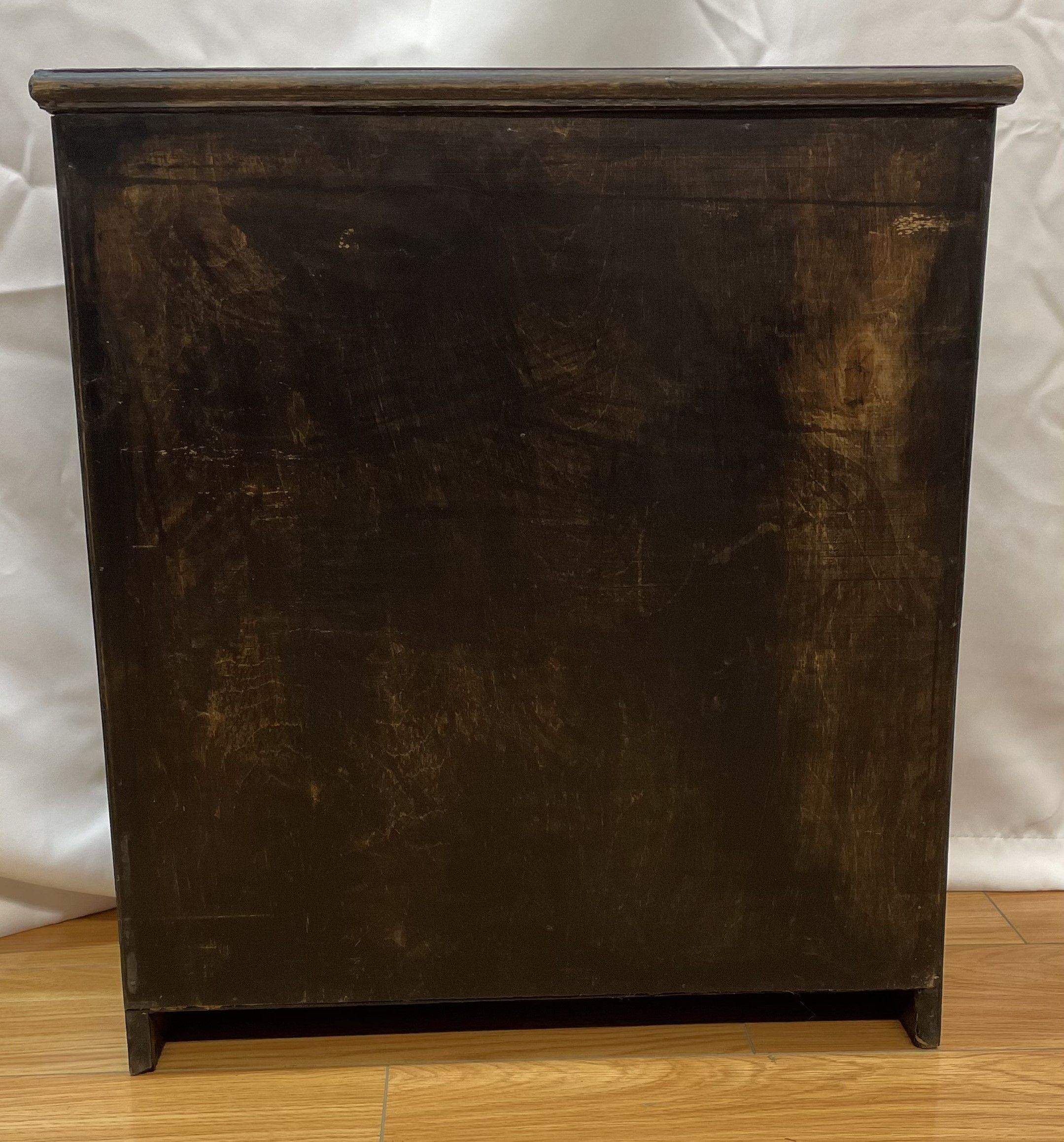 Wood Asian Style 12 drawer cabinet with marble inlaid top and side panels For Sale
