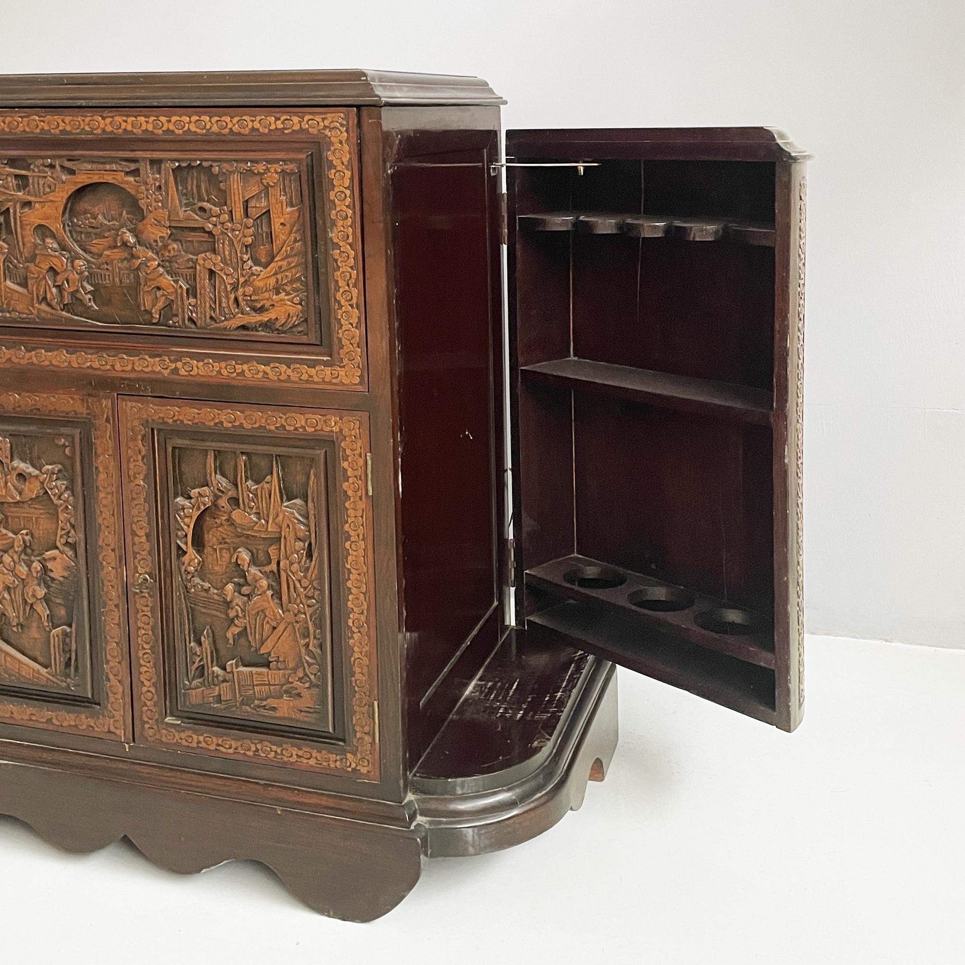 Mueble bar Art Decó de estilo asiático con incrustaciones de madera, años 30 en venta 11