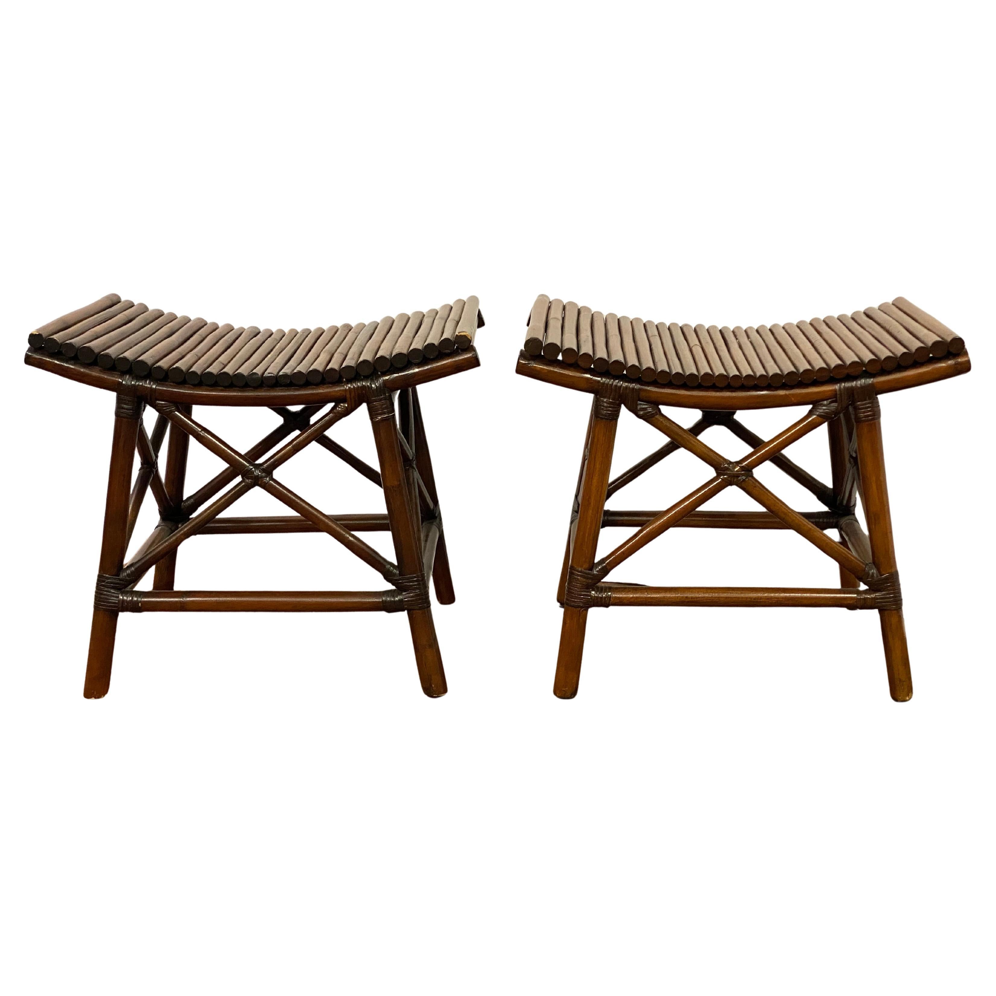Asian Style Bamboo Stools for Pier One, A Pair For Sale