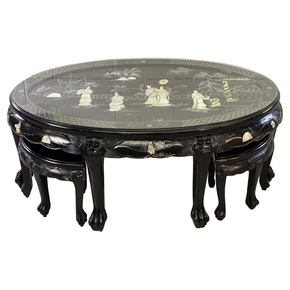 French Asian Style Lacquered Cocktail Table, circa 1950 For Sale at 1stDibs