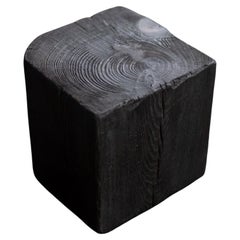 Tavolino a cubo in legno massiccio nero Asian Style Shou Sugi Ban 12 "X12 "X12"