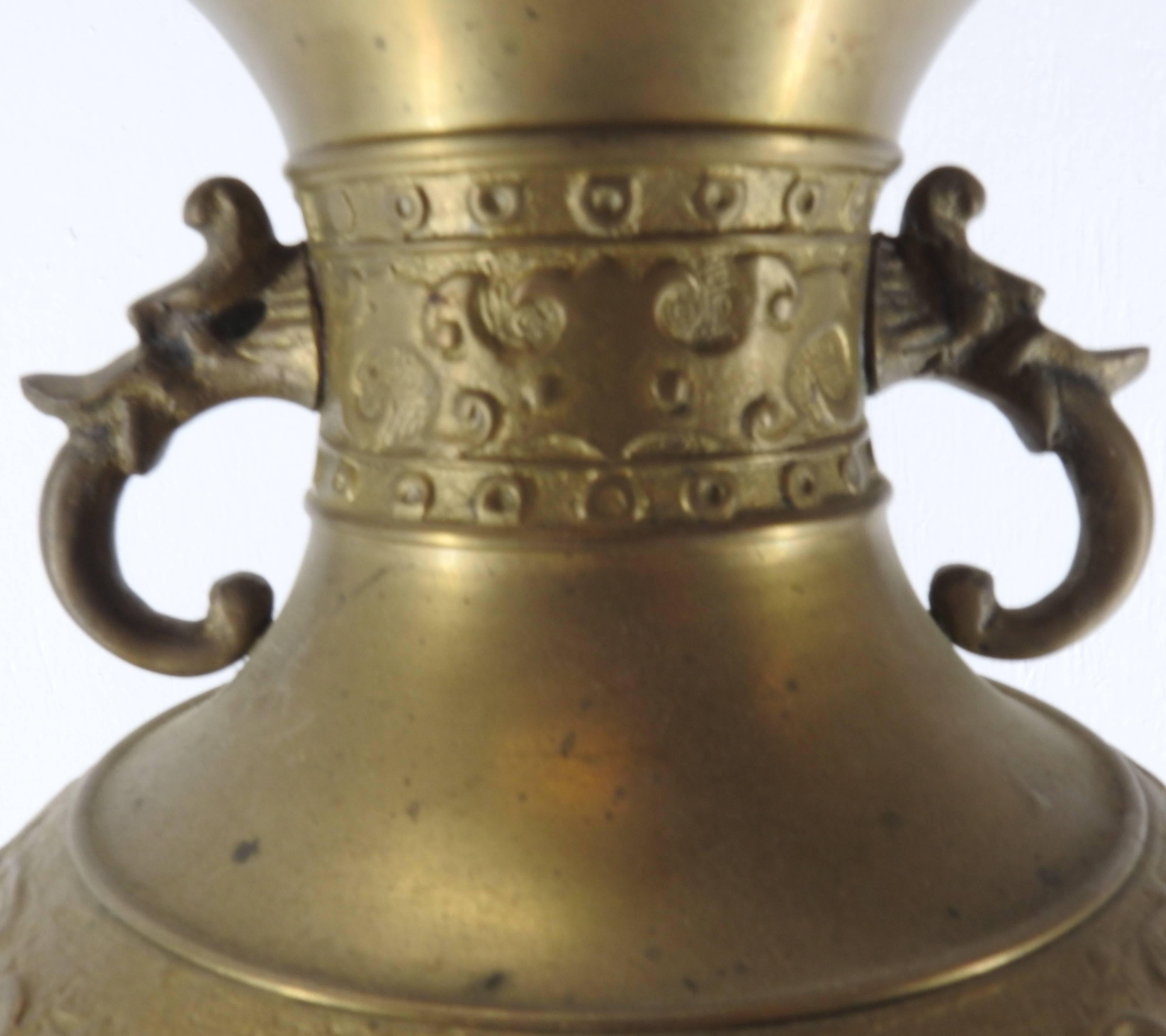 Chinese Export Asian Style Brass Lamp, Mid-19th Century For Sale