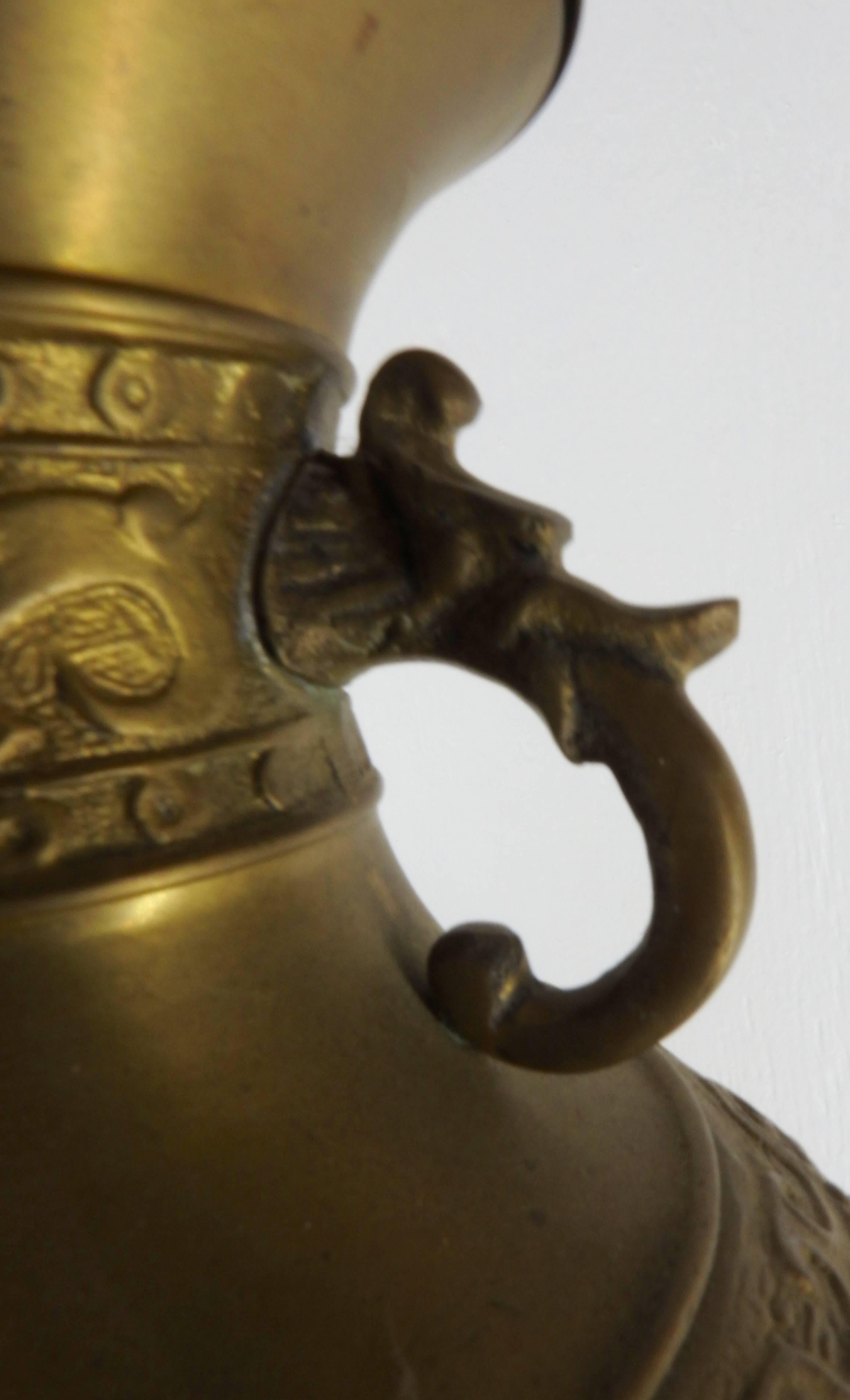 Chinese Asian Style Brass Lamp, Mid-19th Century For Sale