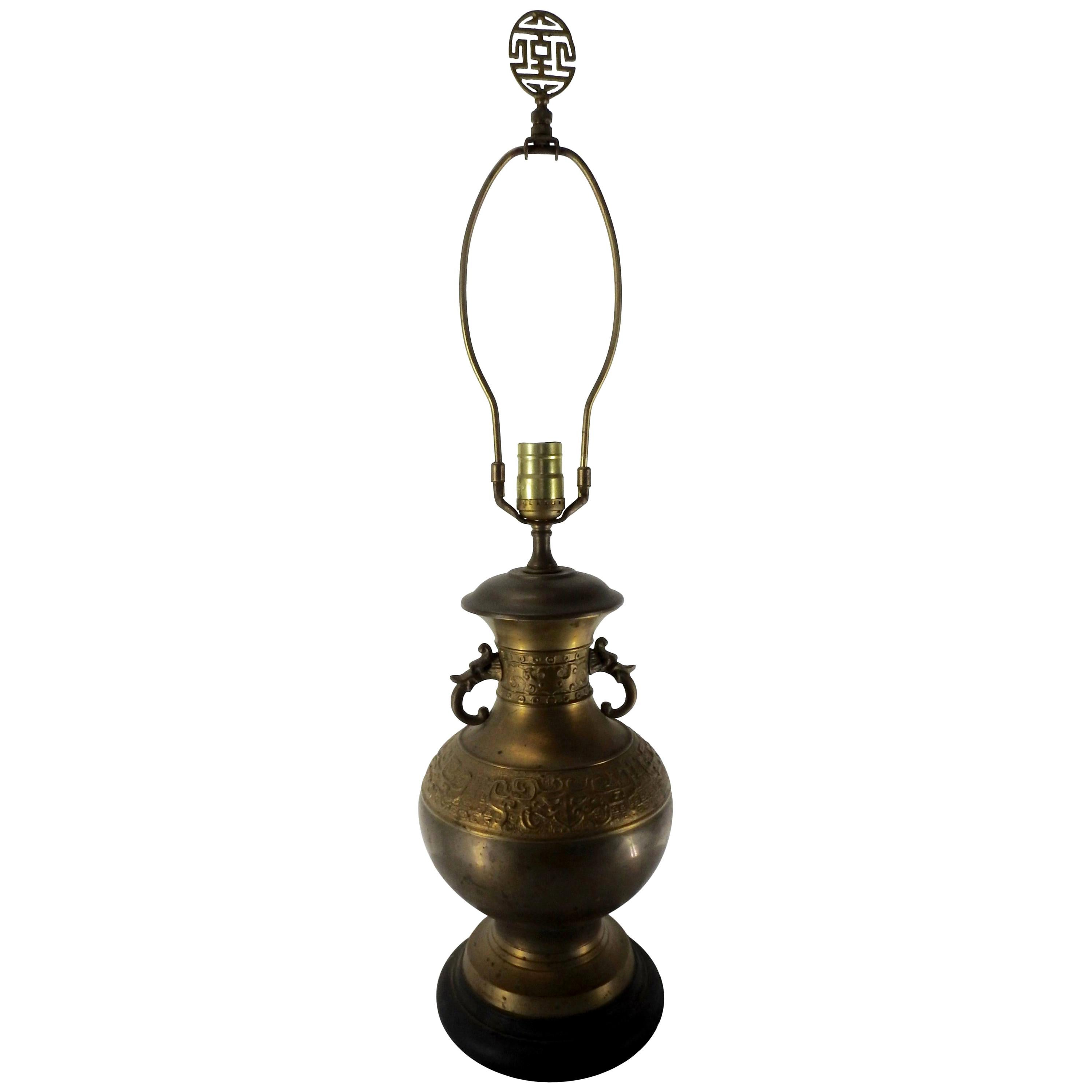 Asian Style Brass Lamp, Mid-19th Century For Sale