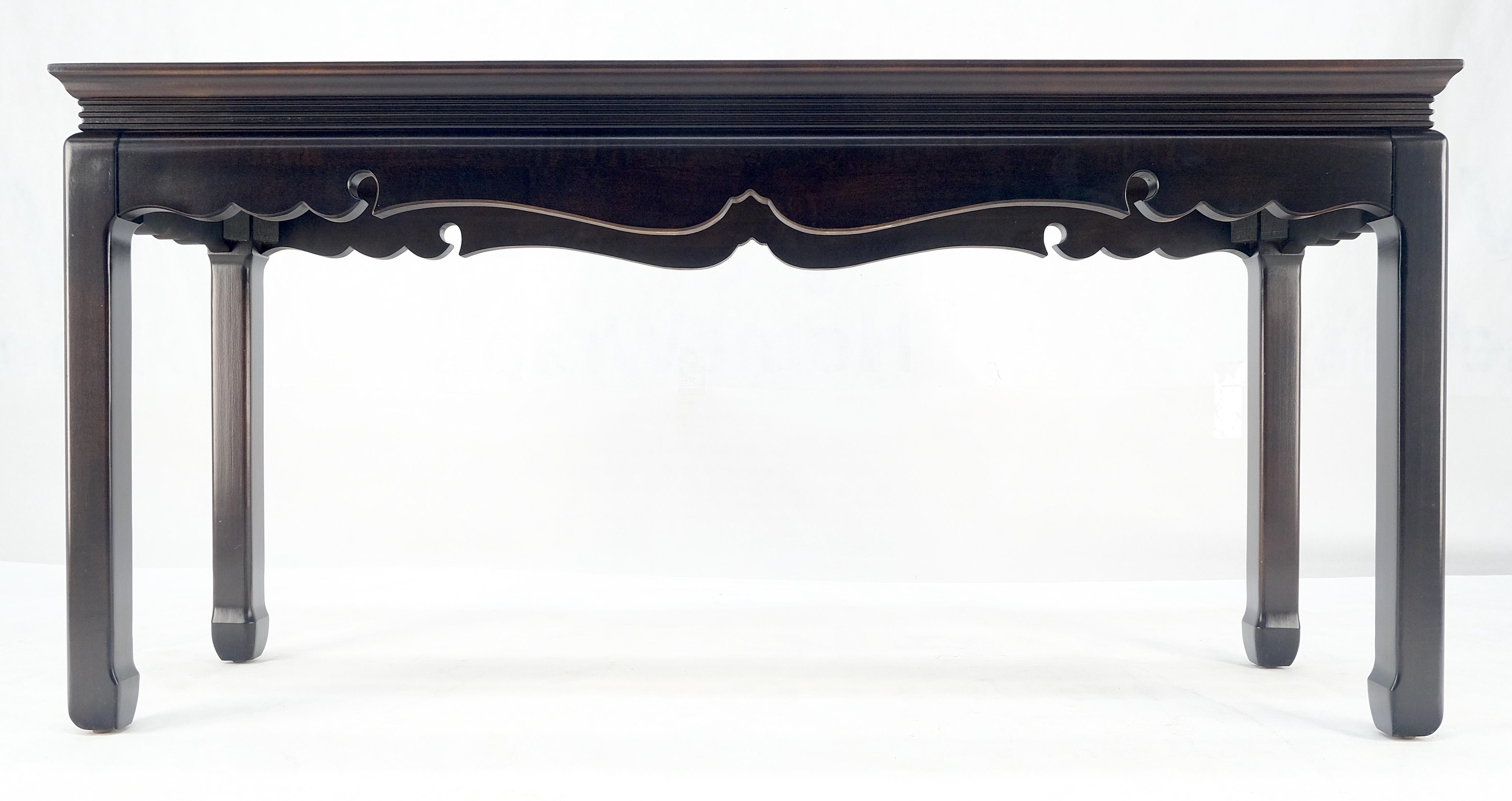 Asian Style Burlwood Top Black Lacquer Tinted Glass Rectangle Sofa Console Table In Excellent Condition For Sale In Rockaway, NJ