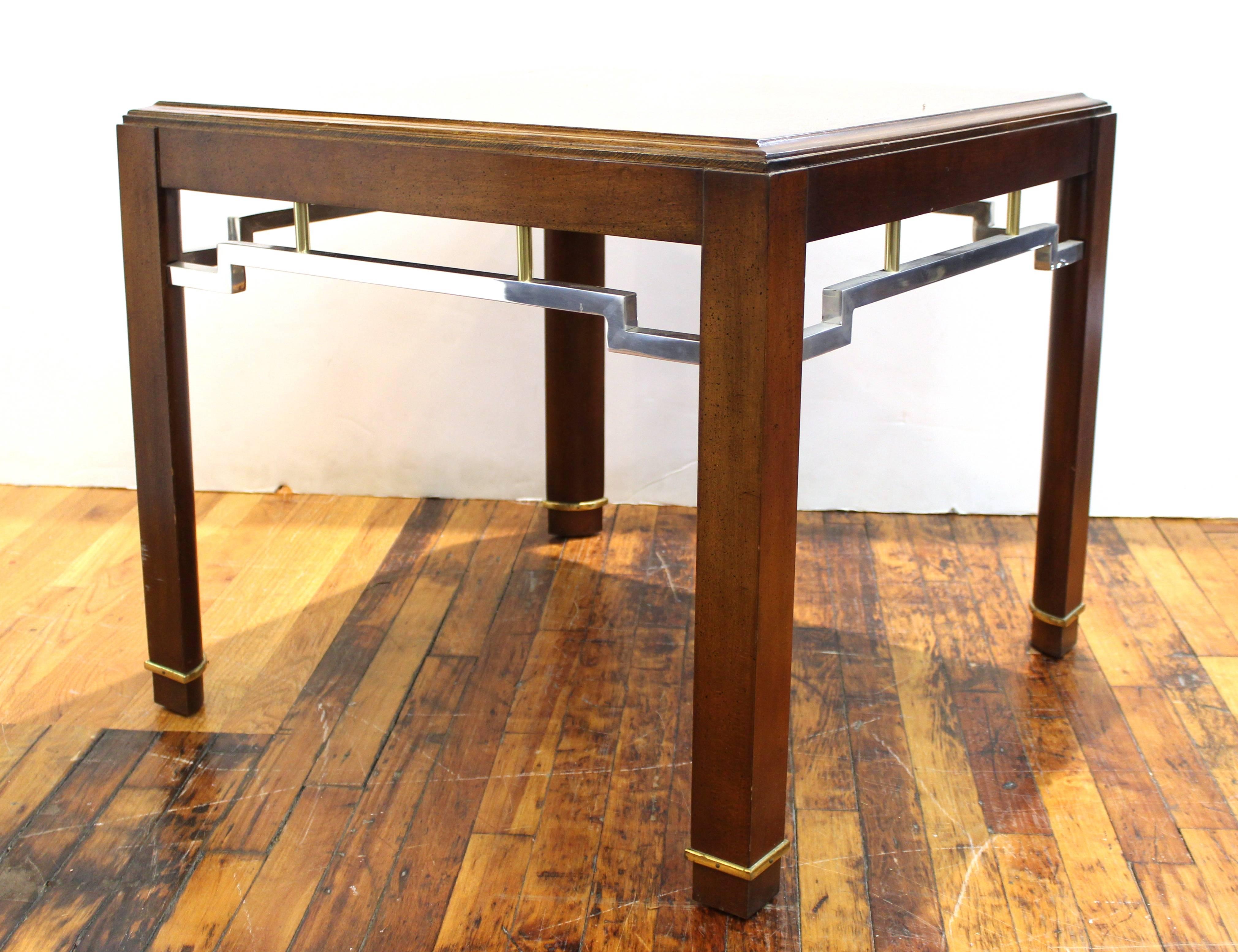 Asian Style Centre or Side Table in Wood and Metal In Good Condition For Sale In New York, NY