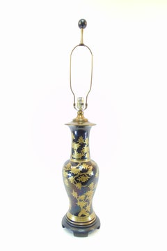 Asian Style Ceramic and Gold Painted Vintage Lamp by Paul Hanson