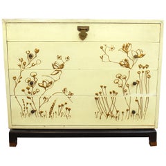 Asian Style Chest of Drawers with Gold Floral Motif