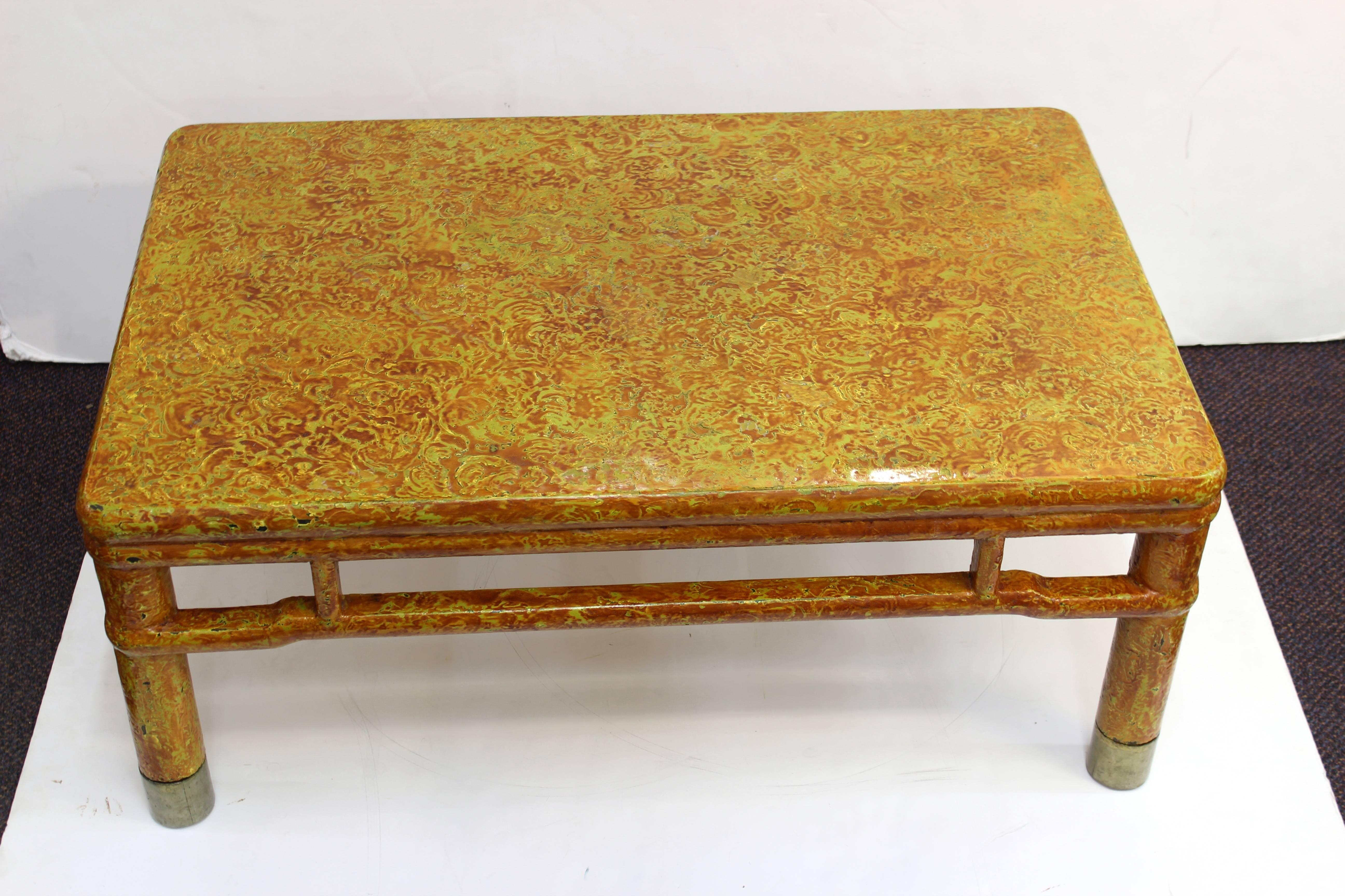 Asian Style Cocktail Table with Craquelure Finish In Good Condition In New York, NY