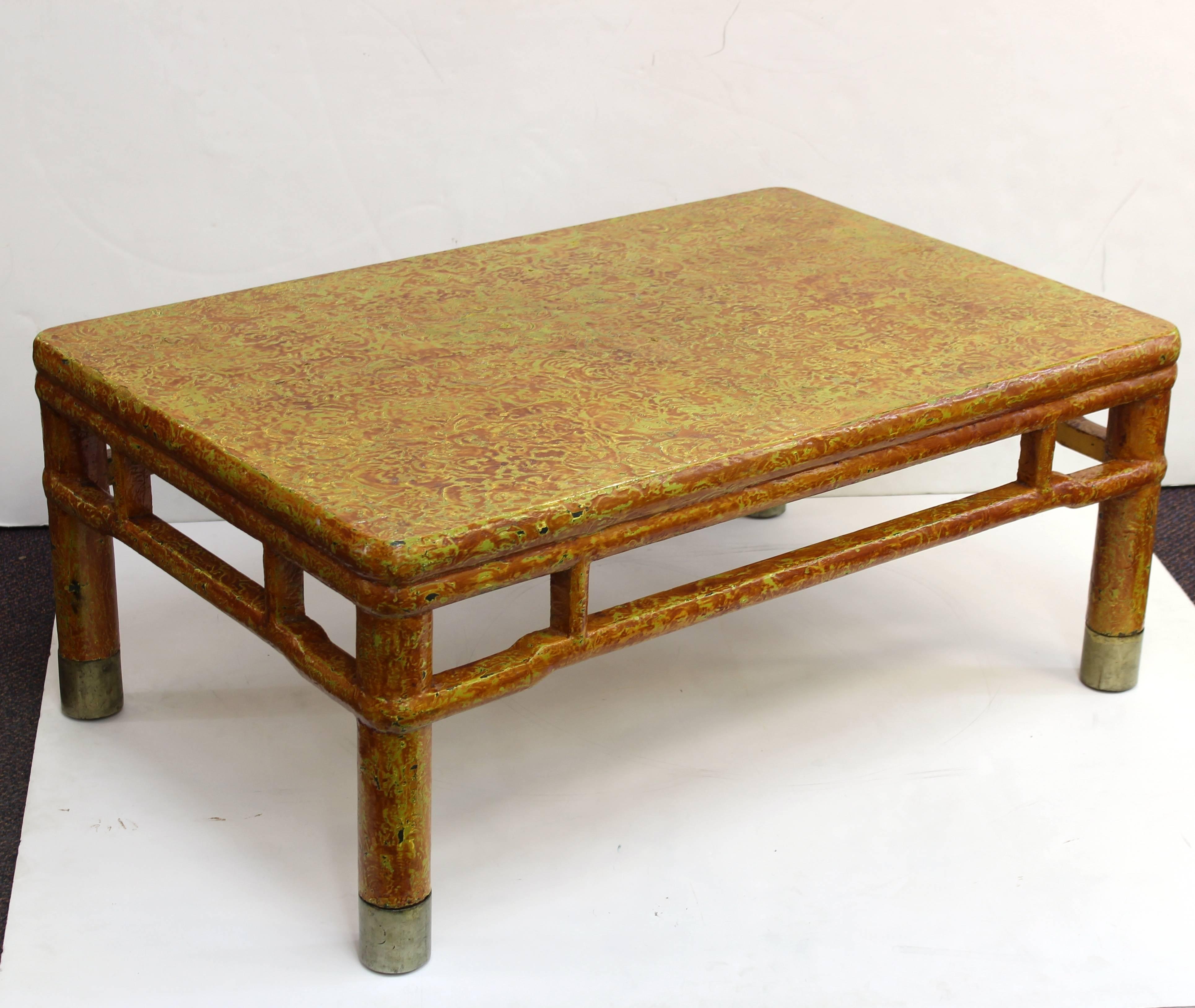 20th Century Asian Style Cocktail Table with Craquelure Finish