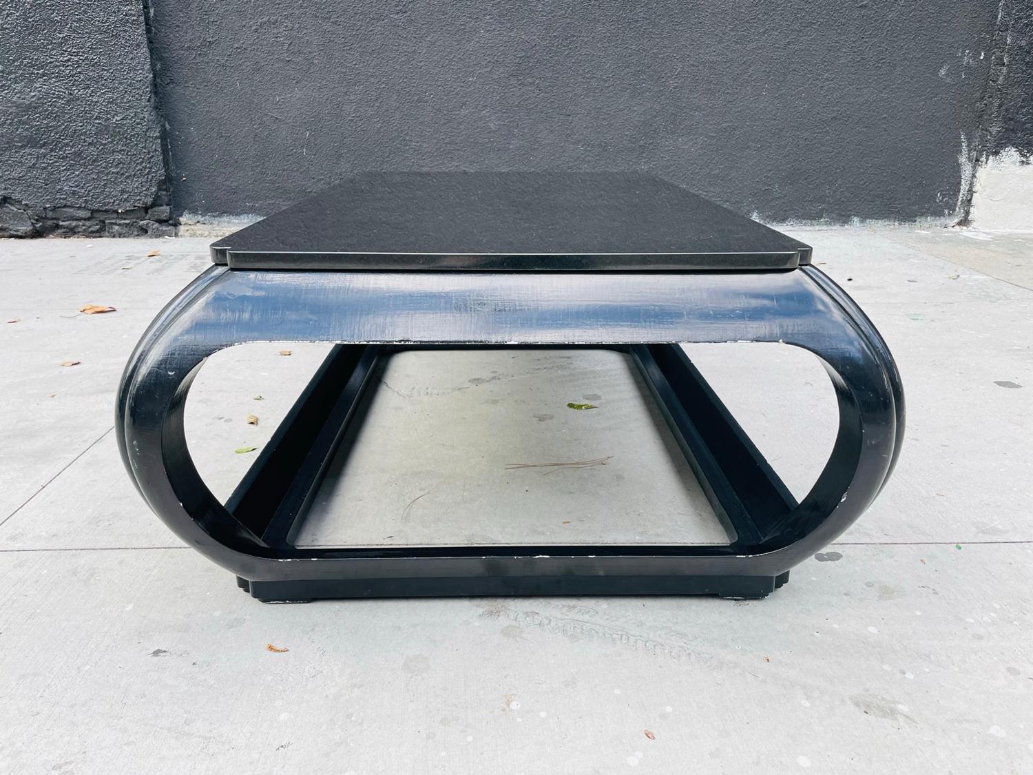 American Coffee Table With a Stone Top by Sally Sirkin Lewis for J Robert Scott For Sale