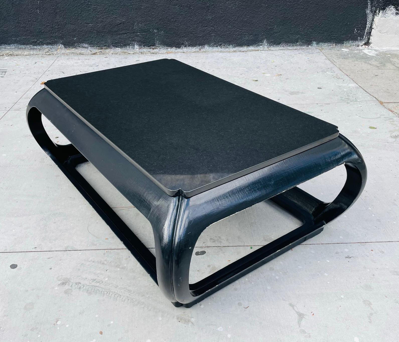 Coffee Table With a Stone Top by Sally Sirkin Lewis for J Robert Scott In Good Condition For Sale In Los Angeles, CA