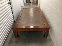 Asian Style Coffee Table with Inset Woven Cane Top