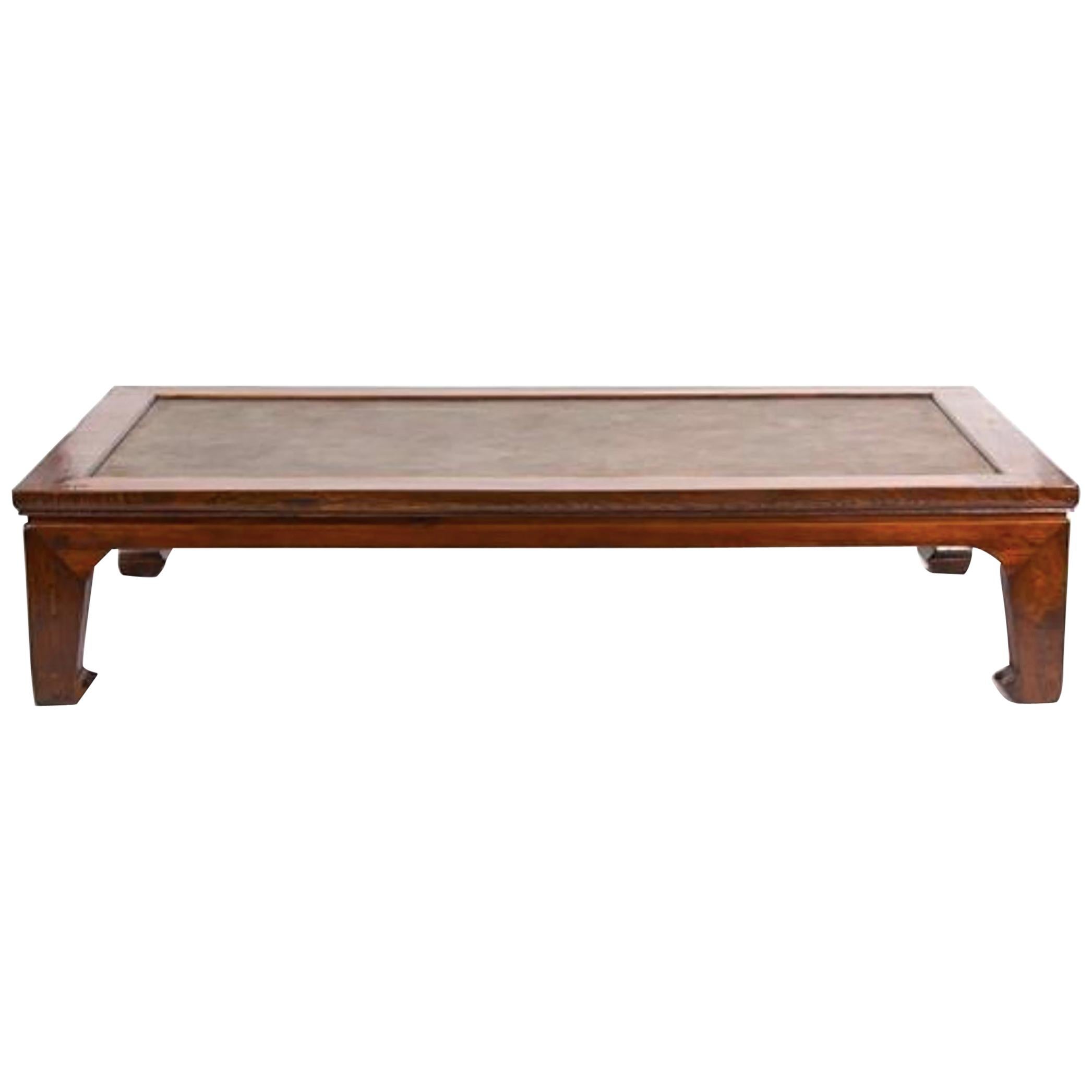 Asian Style Coffee Table with Inset Woven Cane Top