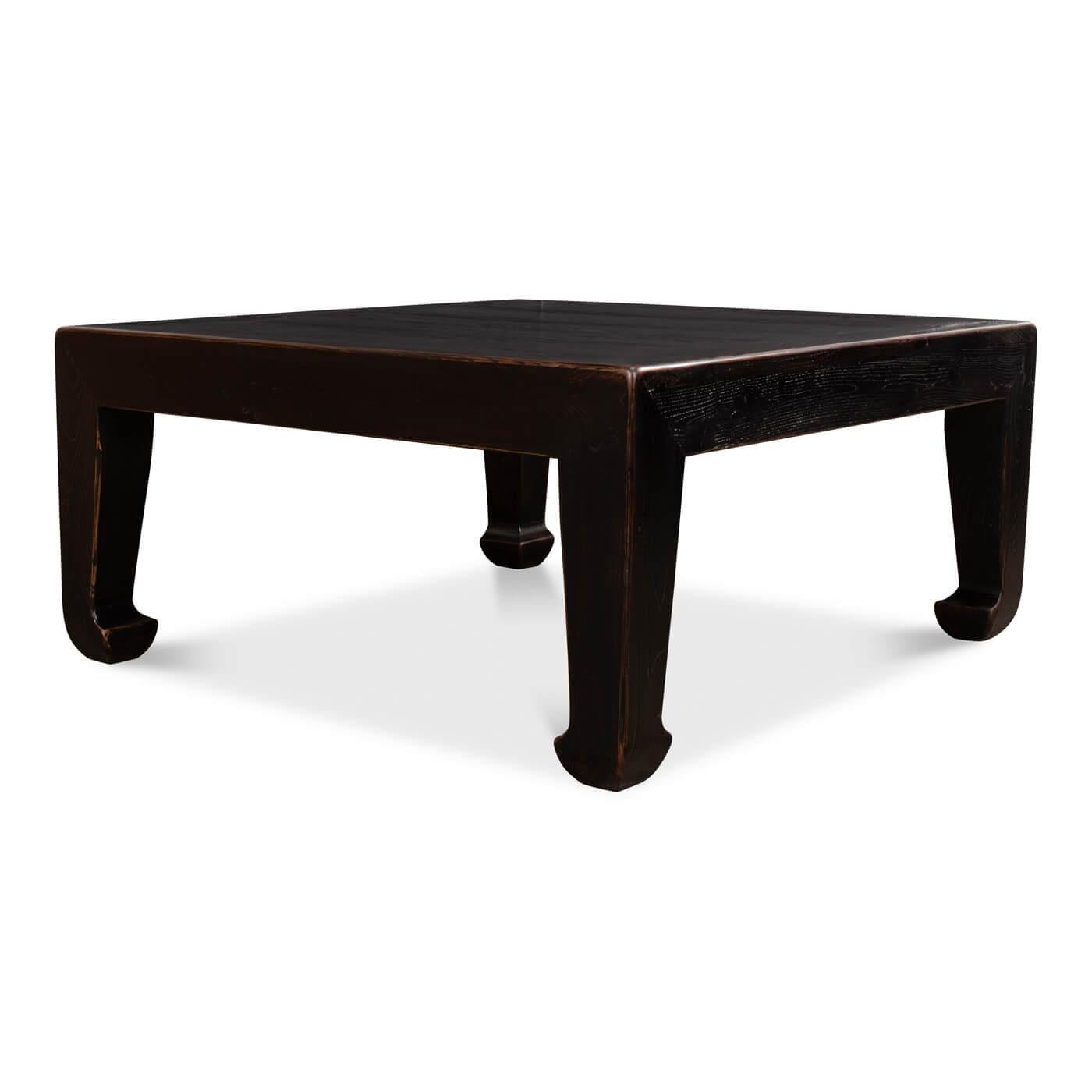 Contemporary Asian Style Ebonized Coffee Table For Sale